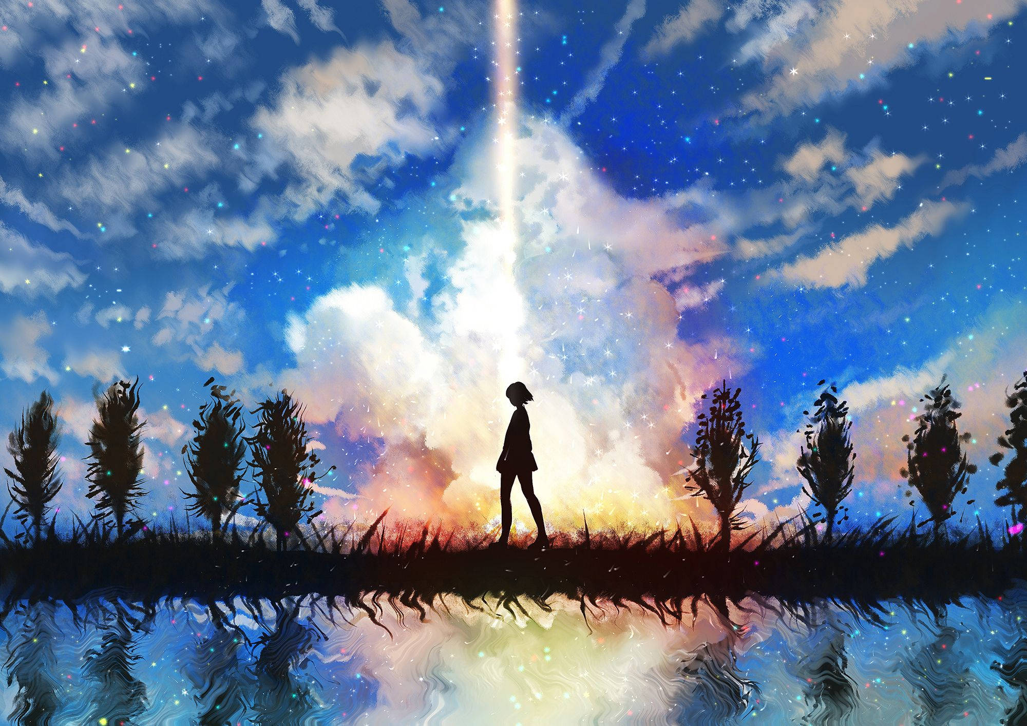 Anime maisema tähtitaivas Taustakuvat