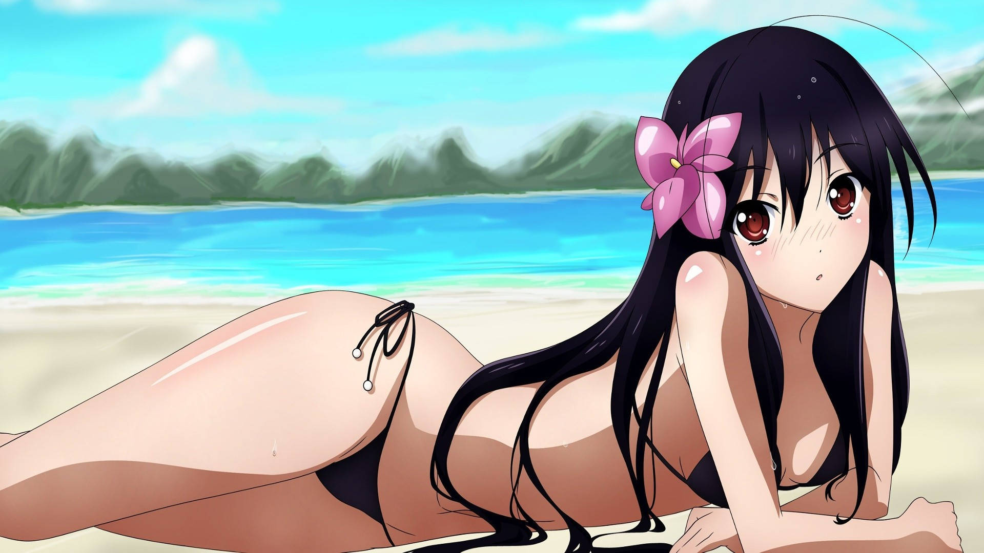 Anime nainen bikineissä rannalla Taustakuvat