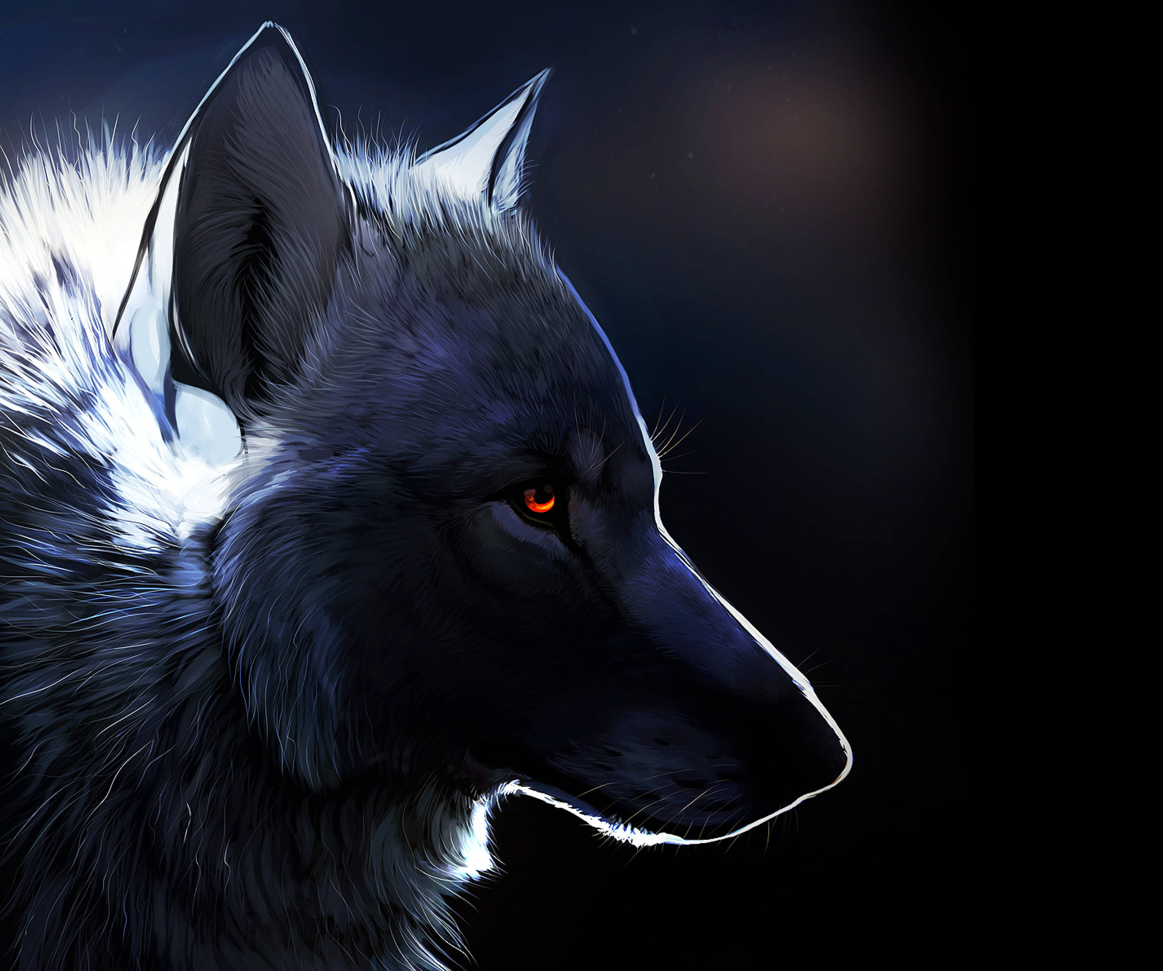 Anime-susi valkoisella turkilla ja punaisilla silmillä Taustakuvat