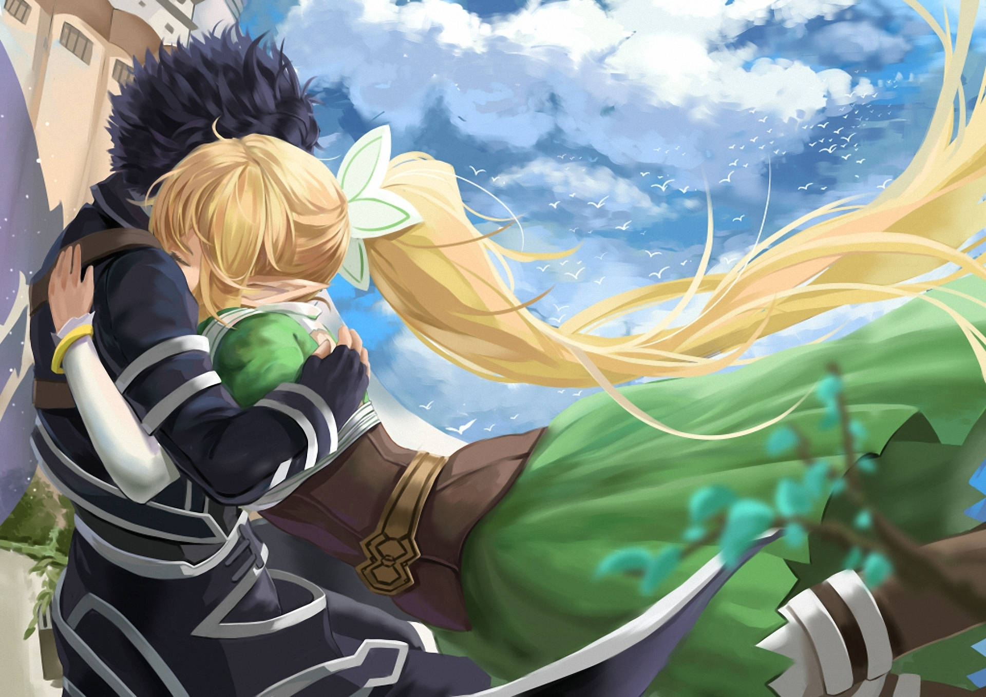 Anime-syleily pilvisen taivaan alla Taustakuvat