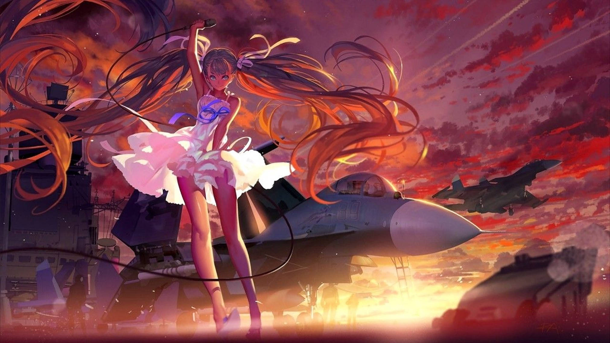 Anime Tanssiva Ballerina Auringonlaskussa Taustakuvat