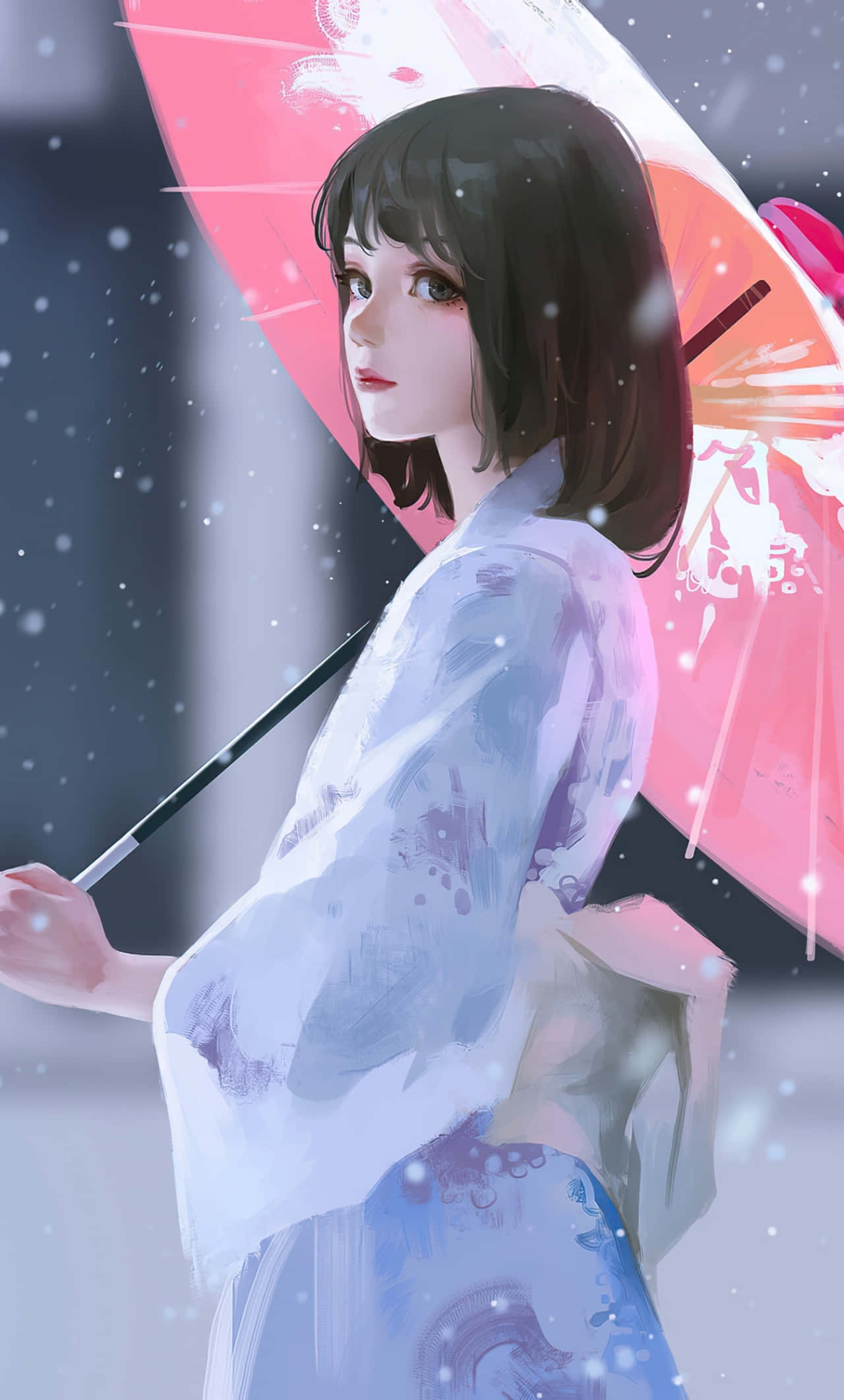 Anime-teinityttö kimonossa -kuva Taustakuvat