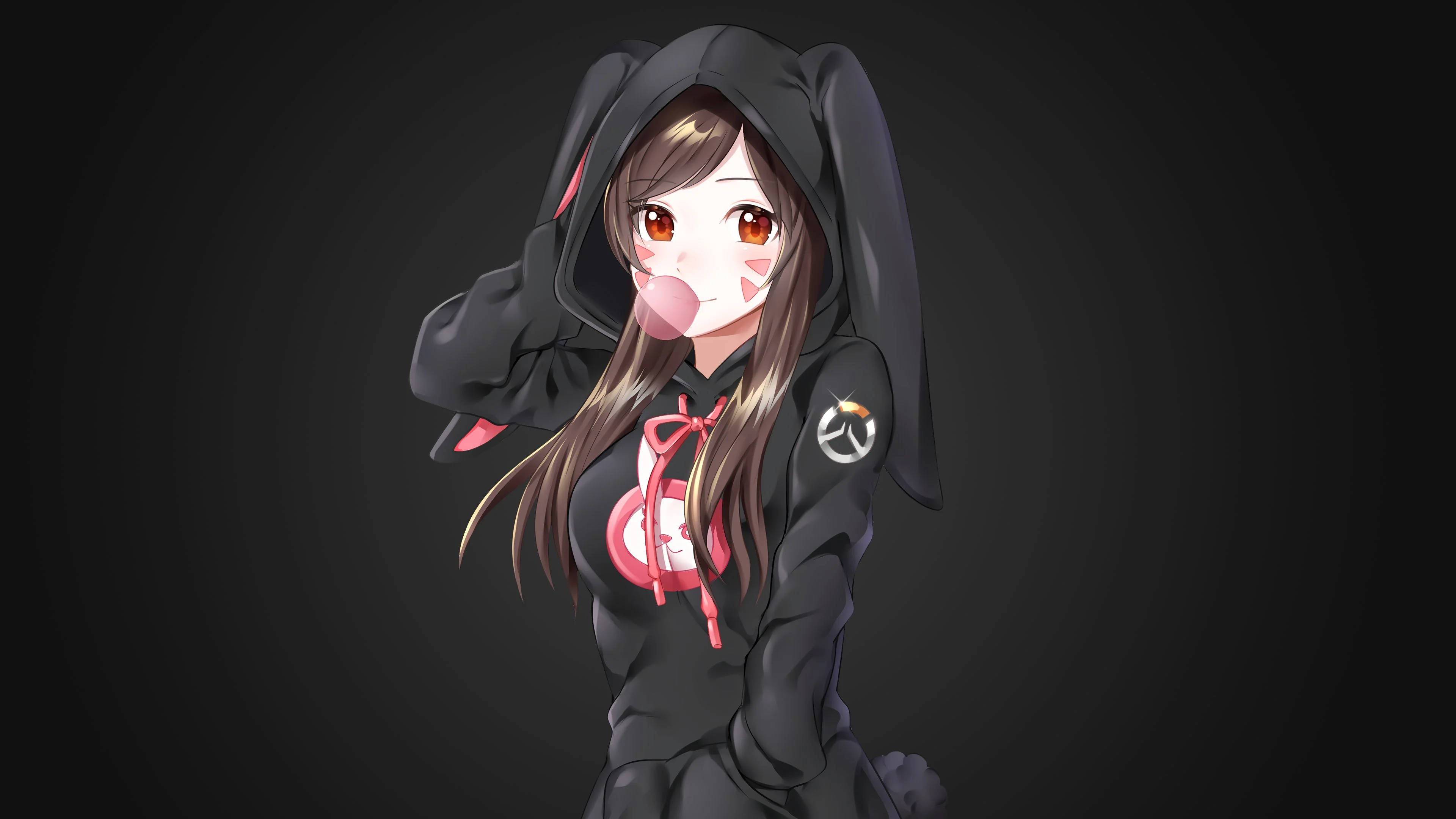 Anime-tyttö hupparissa D.Va Taustakuvat