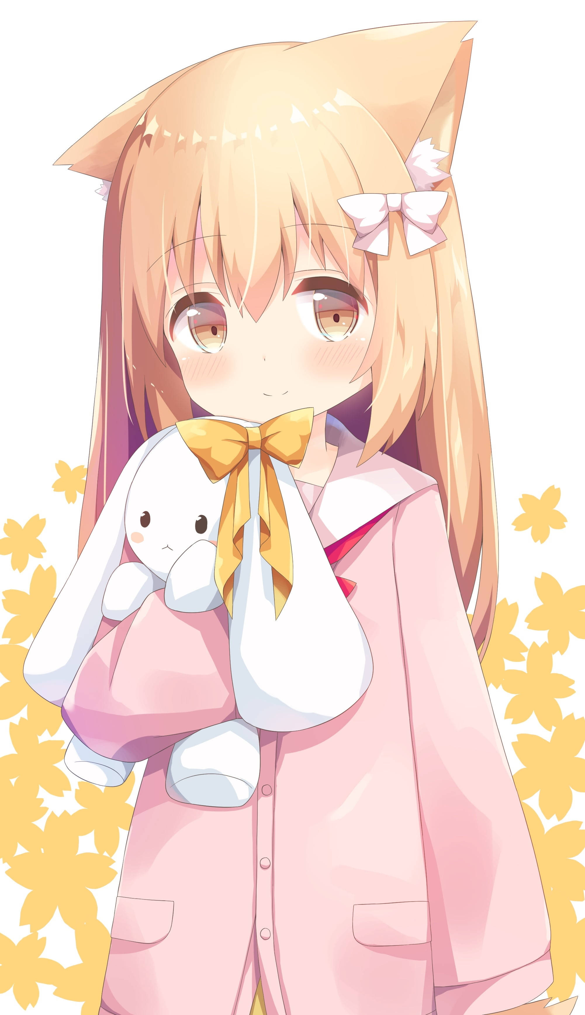 Anime-tyttö ja pupu iPhone Taustakuvat
