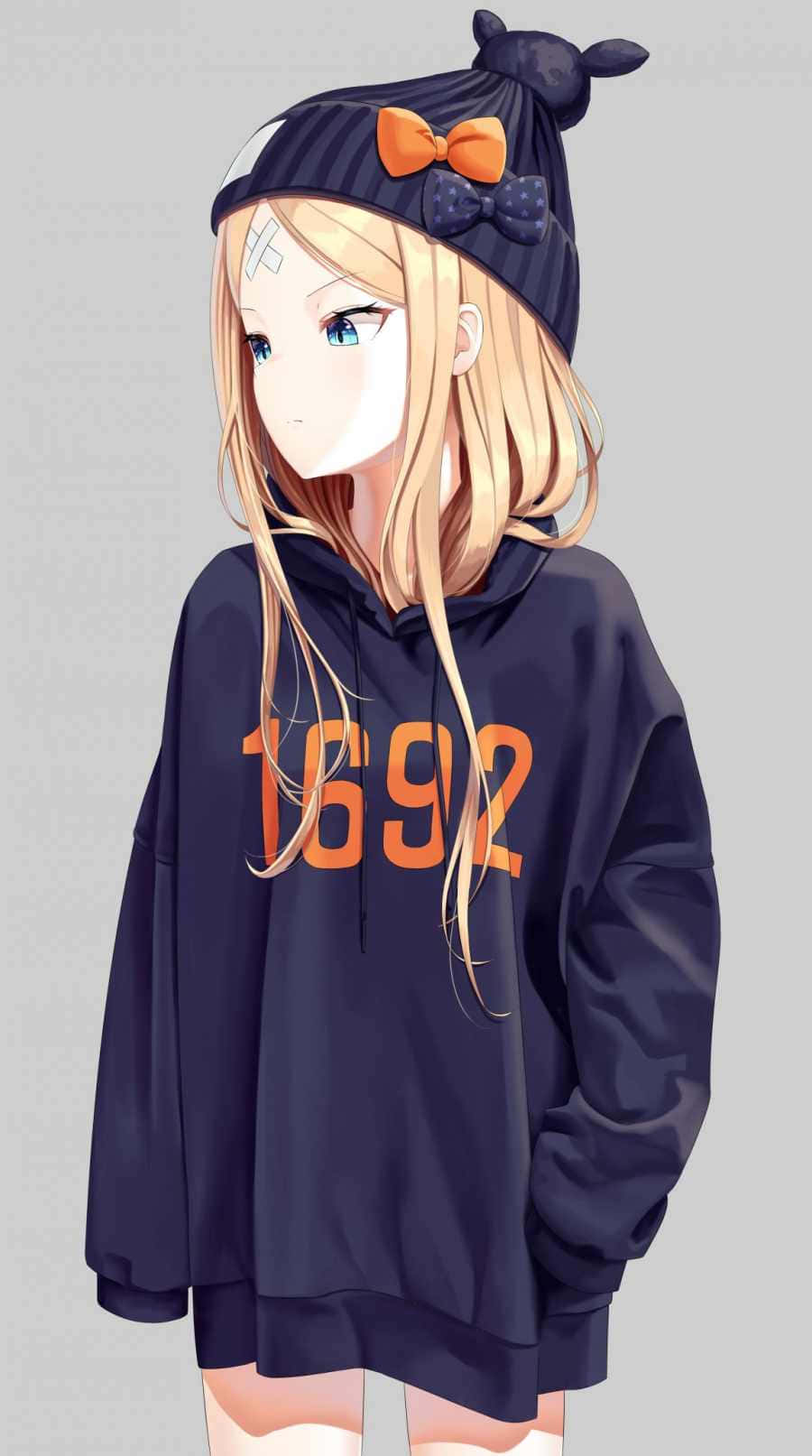 Anime-tyttö mukavassa hupparissa Taustakuvat
