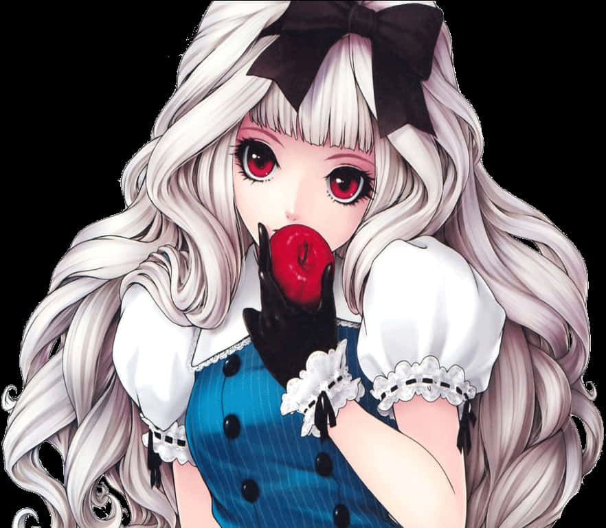 Anime-tyttö omenan kanssa Taustakuvat