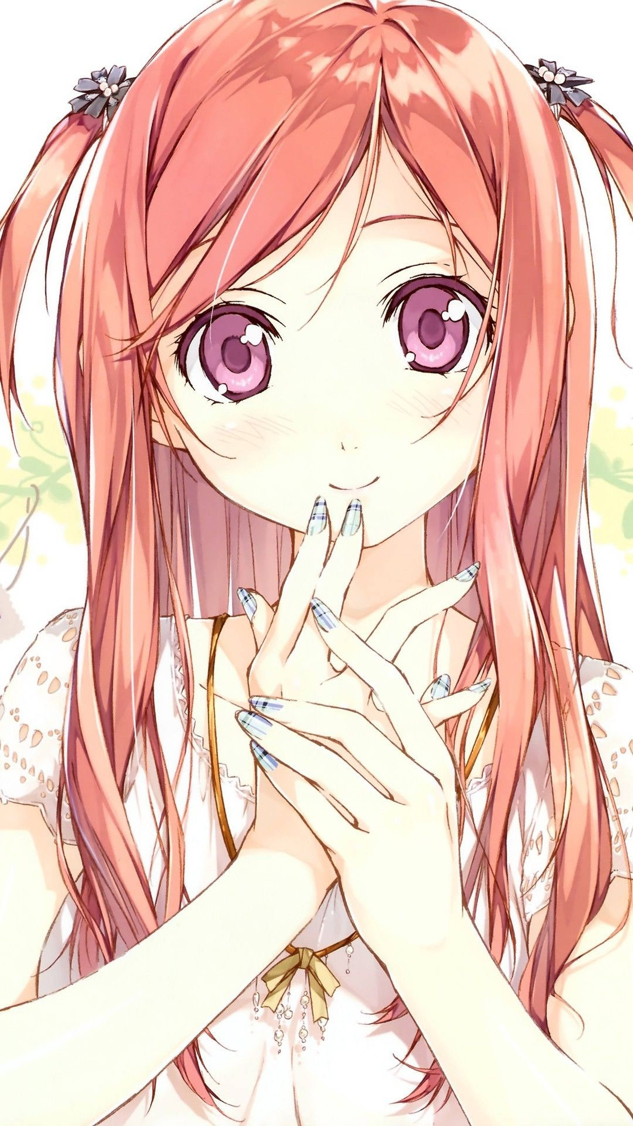 Anime-tyttö suurilla silmillä iPhone Taustakuvat