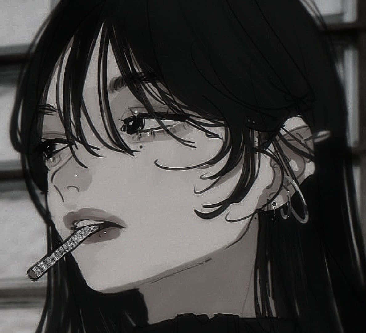 Anime tyttö tupakoi profiilikuvassa Taustakuvat