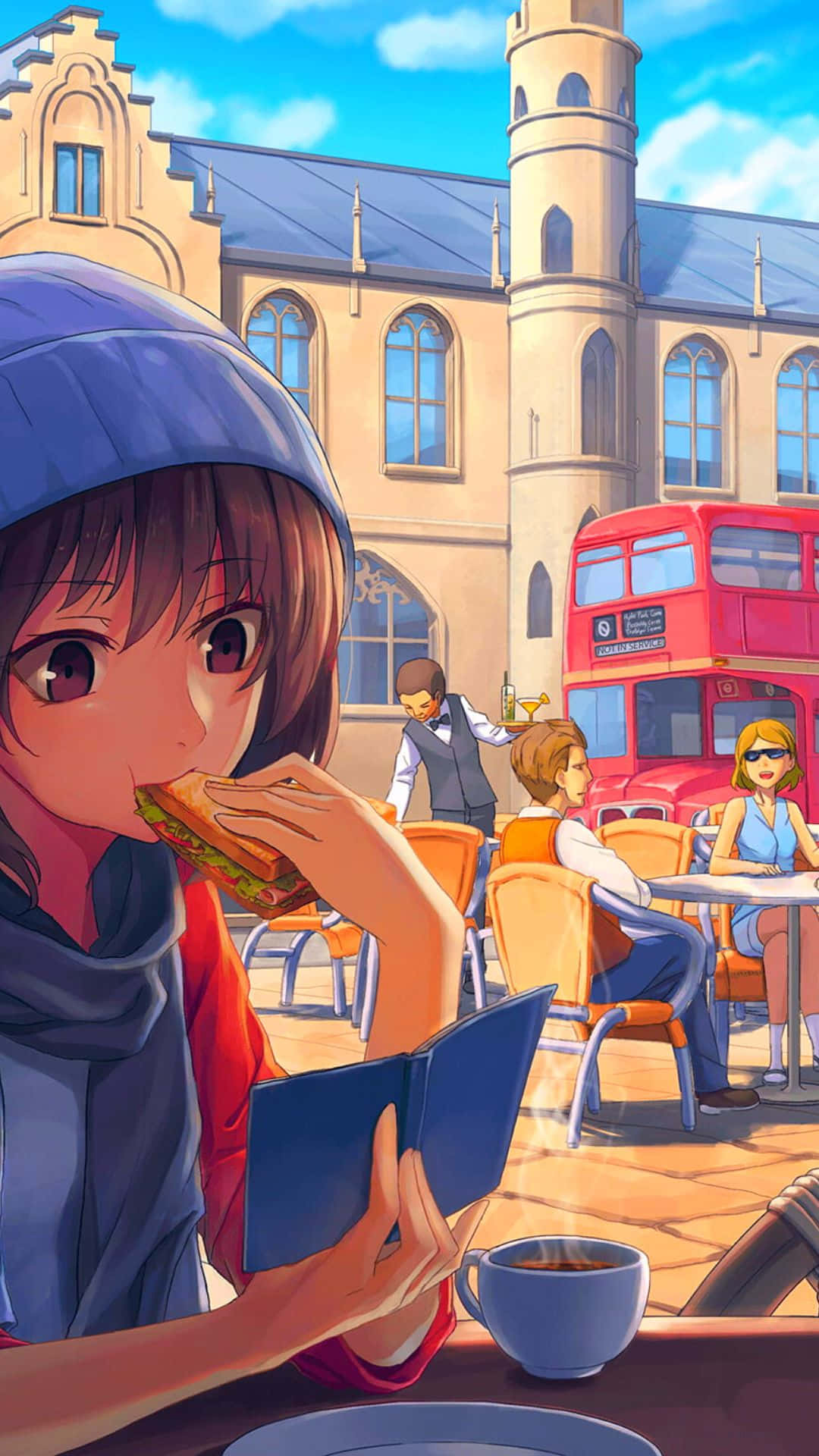Anime-voileipäkahvion tausta Taustakuvat