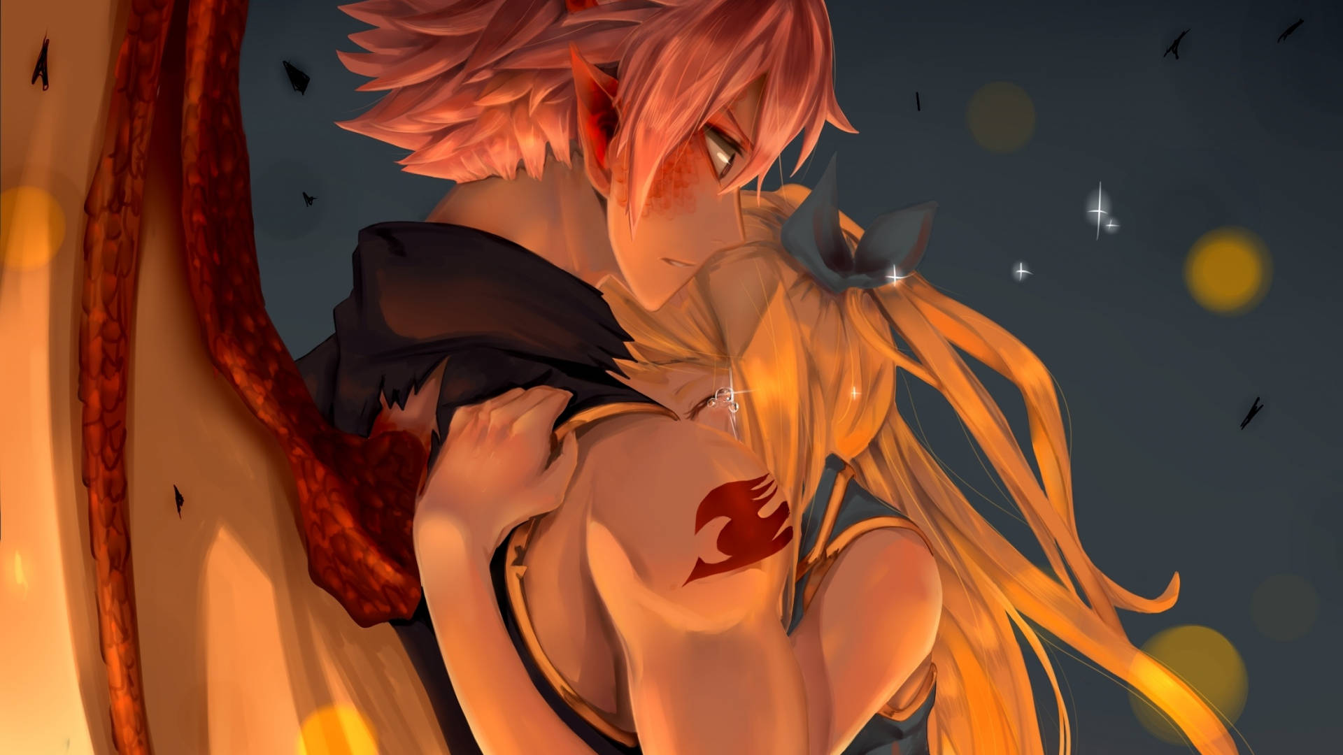 Animehahaus Natsu ja Lucy Taustakuvat