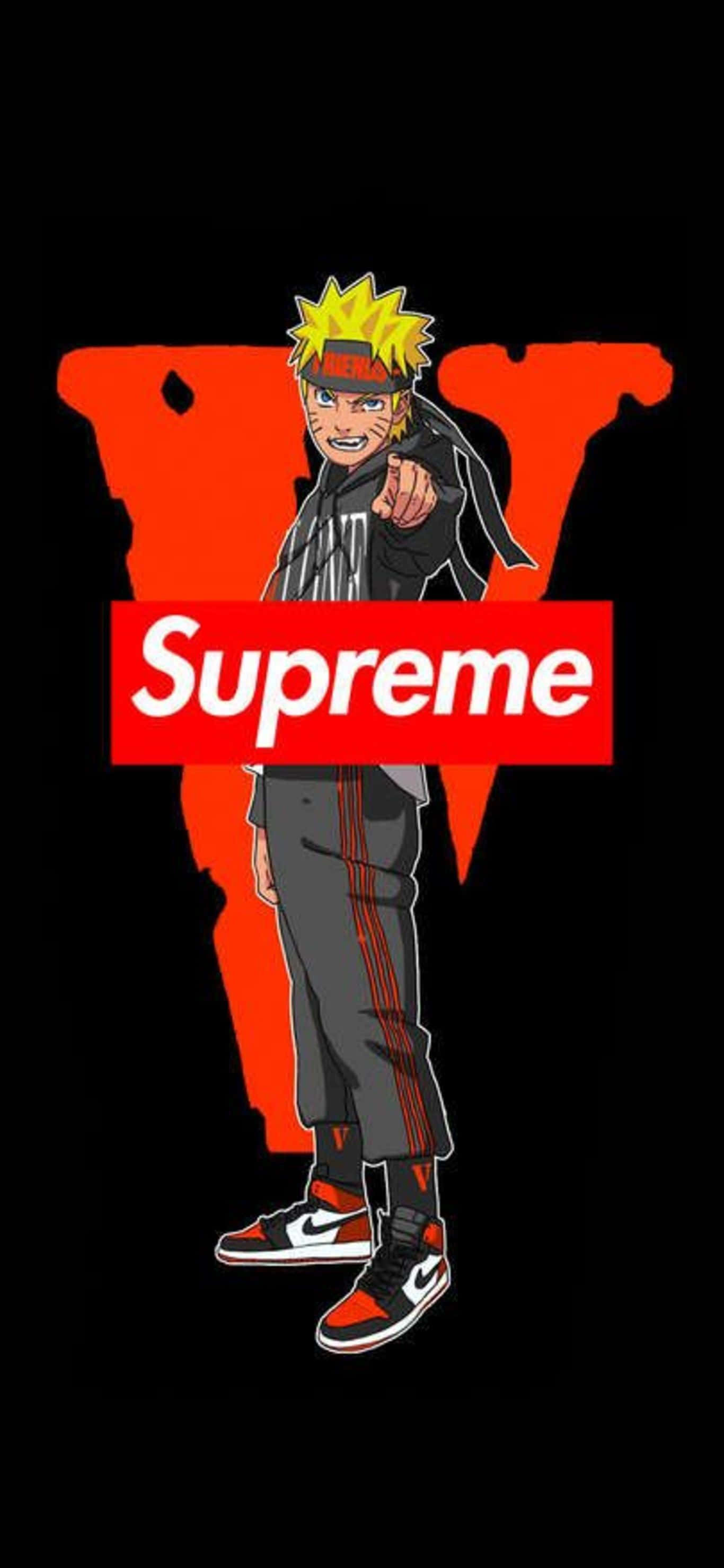Animehahmot näyttävät muodikkailta ja tyylikkäiltä yllään Supreme-vaatteita. Taustakuvat