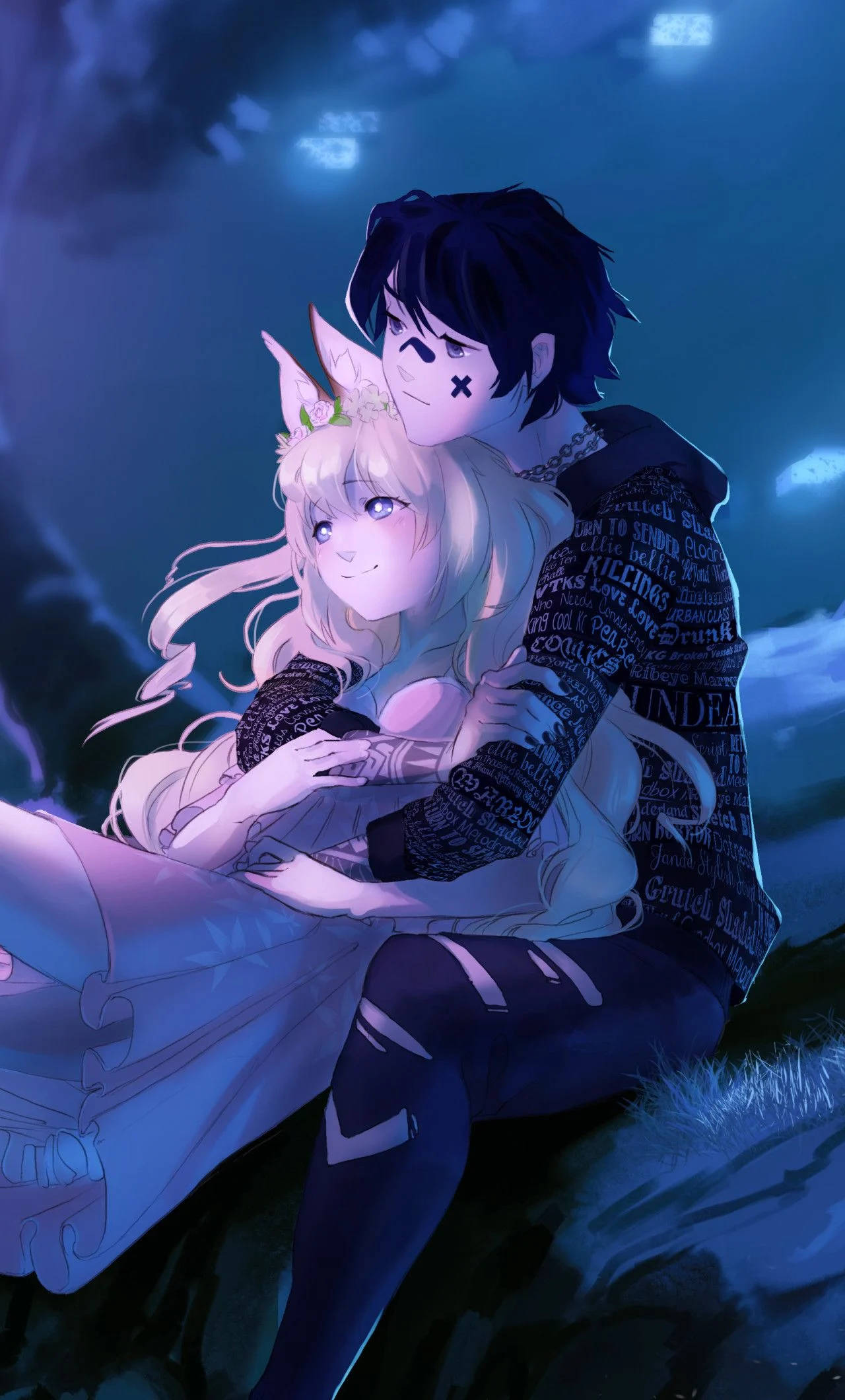 Animehalausta yötaivaan alla Taustakuvat