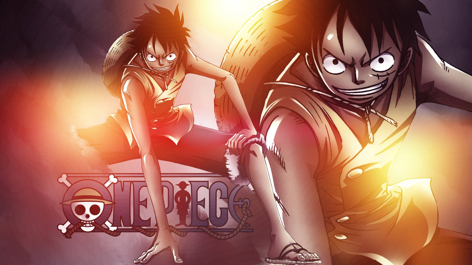Animepiraatti Luffy tulen kanssa Taustakuvat