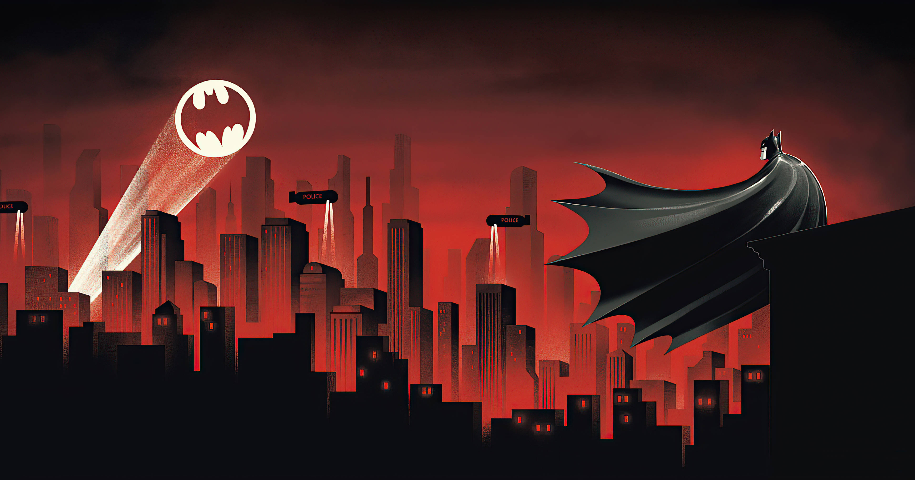 Animoitu Batman Punainen Kaupunki Kohdevalo Työpöytä Taustakuvat