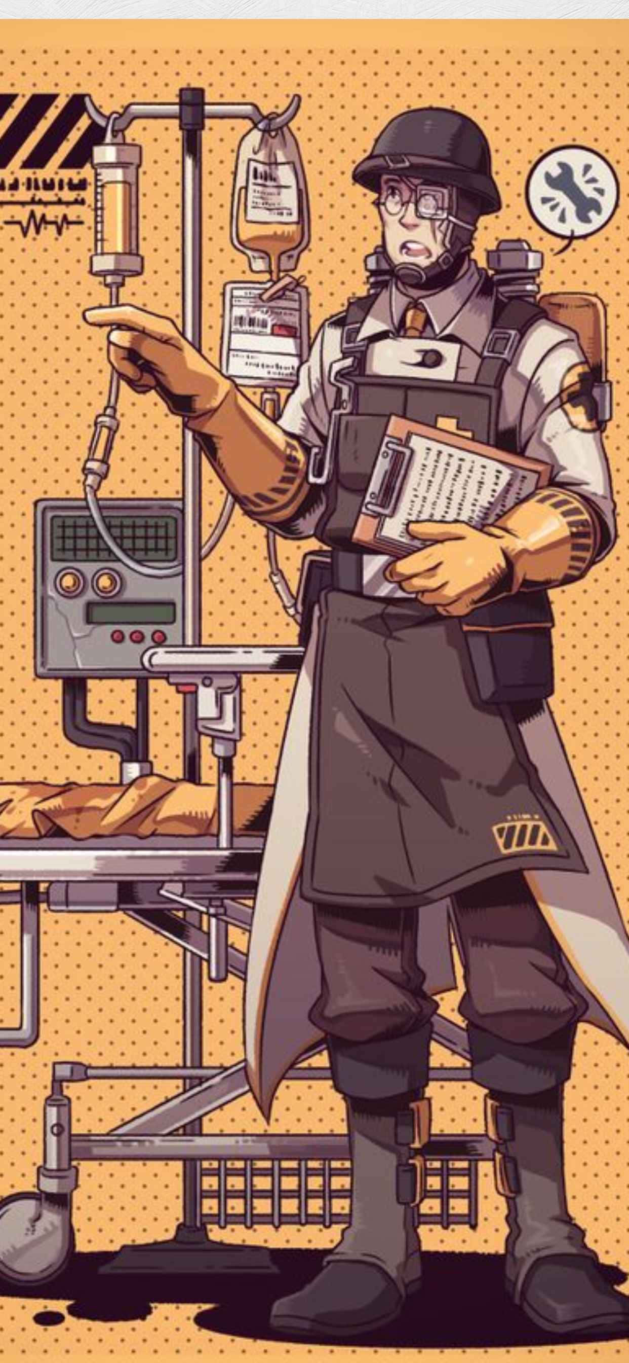 Animoitu keltainen iPhone XS Max Team Fortress 2 -taustakuva Taustakuvat