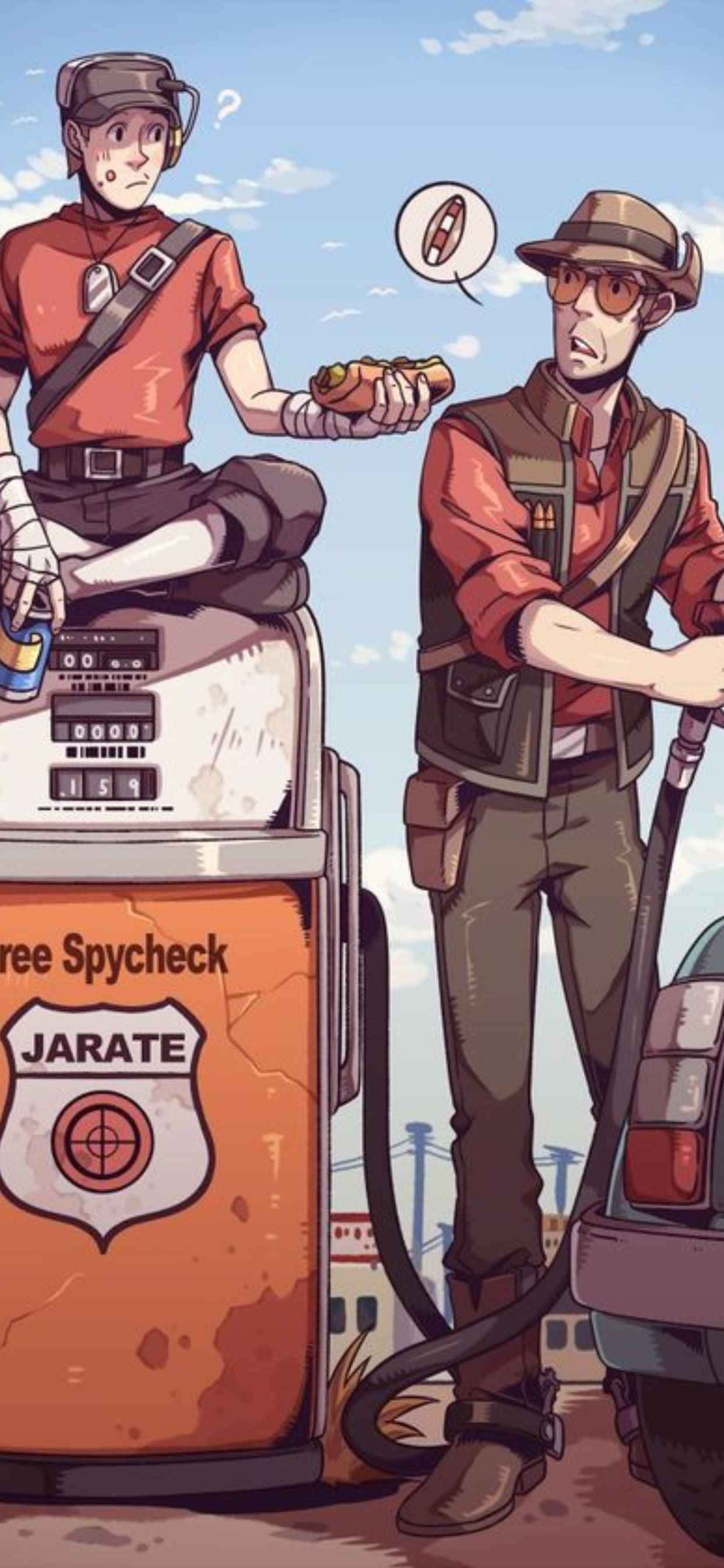 Animoitu Scout ja Sniper iPhone Xs Max Team Fortress 2 -taustakuva Taustakuvat