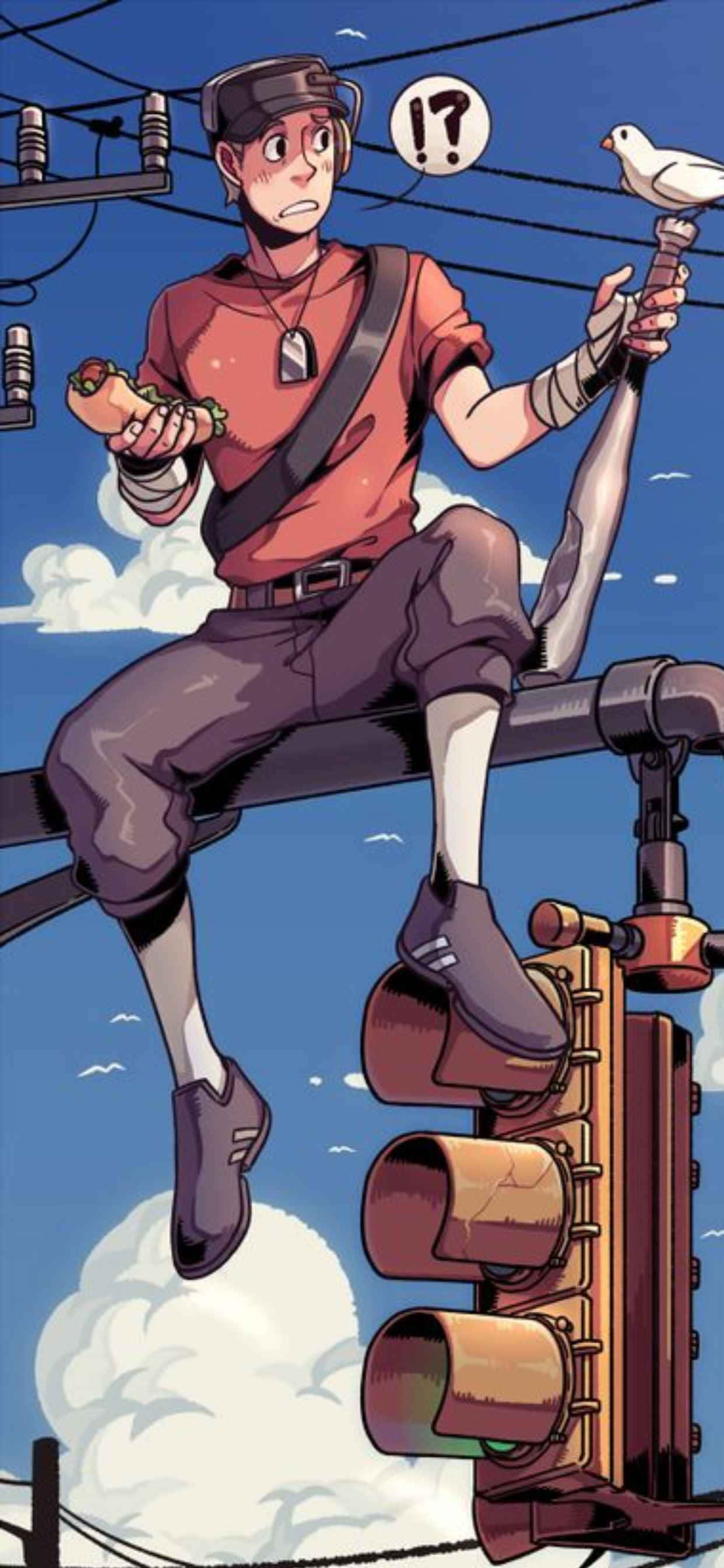 Animoitu Scout liikennevalon päällä iPhone Xs Max Team Fortress 2 -taustakuva Taustakuvat