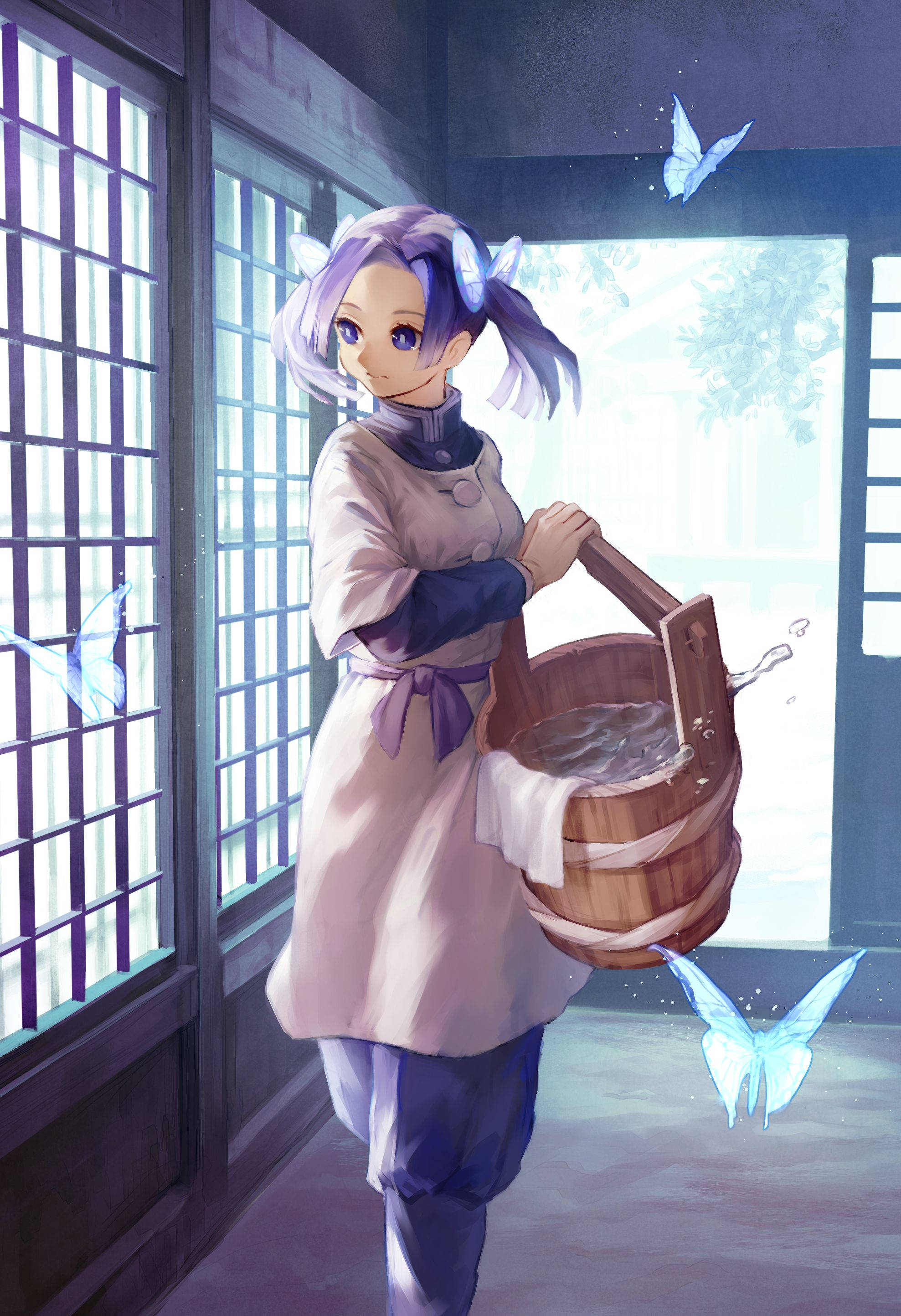 Aoi Kanzaki perhosten kanssa -taideteos Taustakuvat