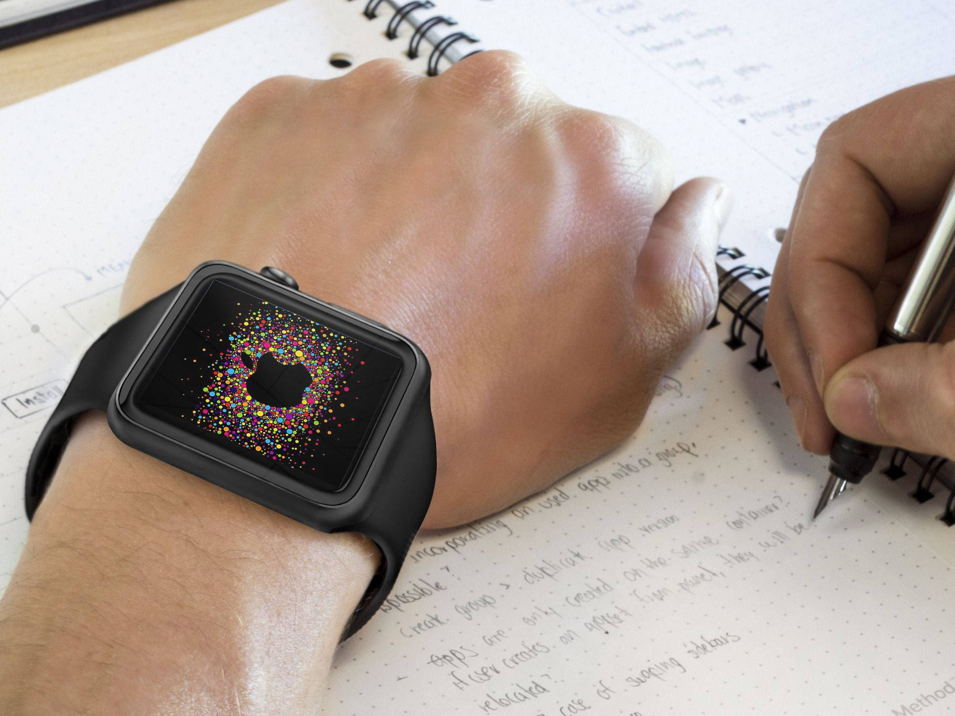 Apple Watch mustalla silikonirannekkeella Taustakuvat