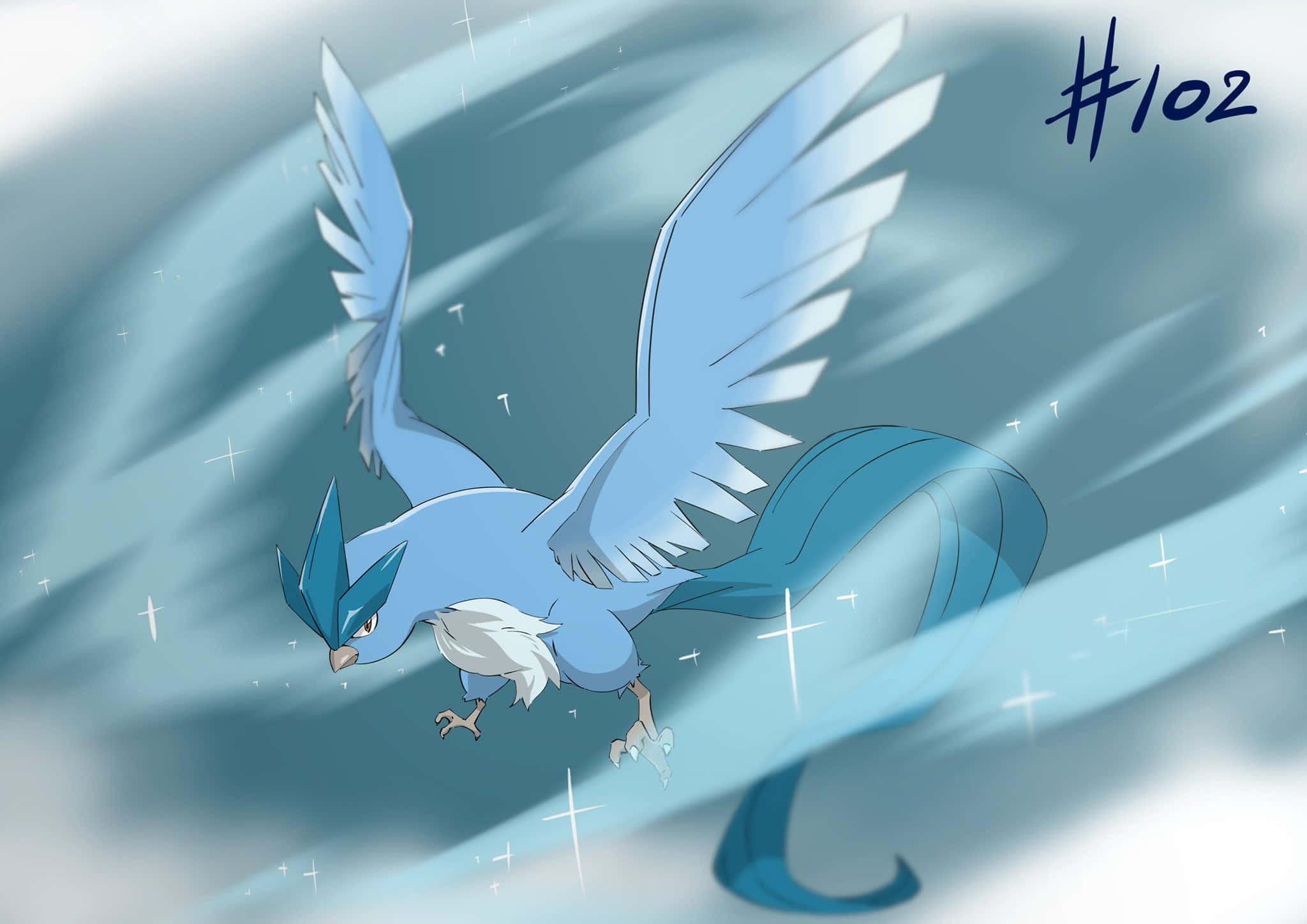 Articuno #102-tekstillä Taustakuvat