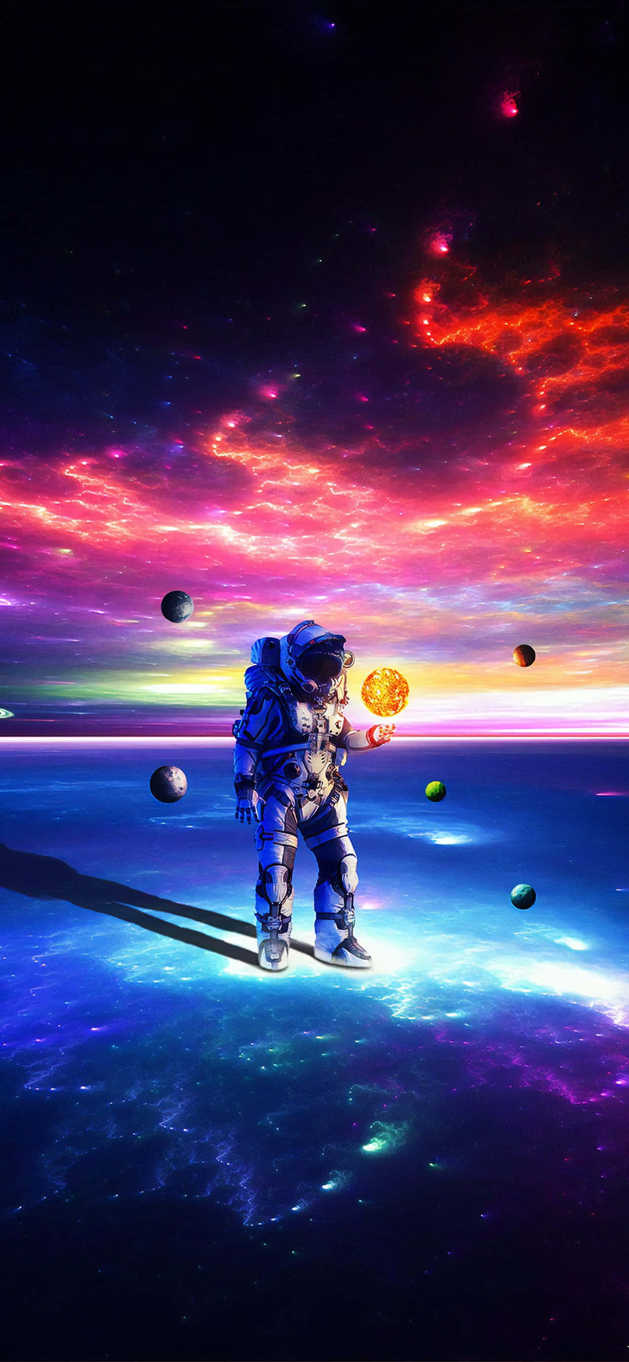 Astronautti seisoo avaruudessa kolikoiden kanssa Taustakuvat