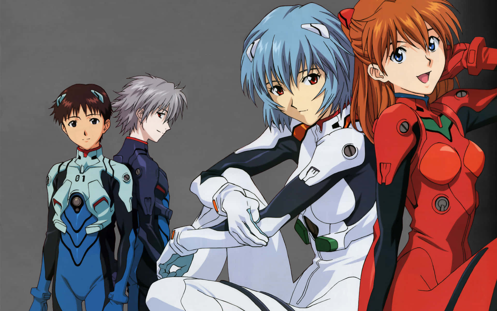 Asuka ja Shinji, kaksi Neon Genesis Evangelionin rakastetuinta hahmoa. Taustakuvat