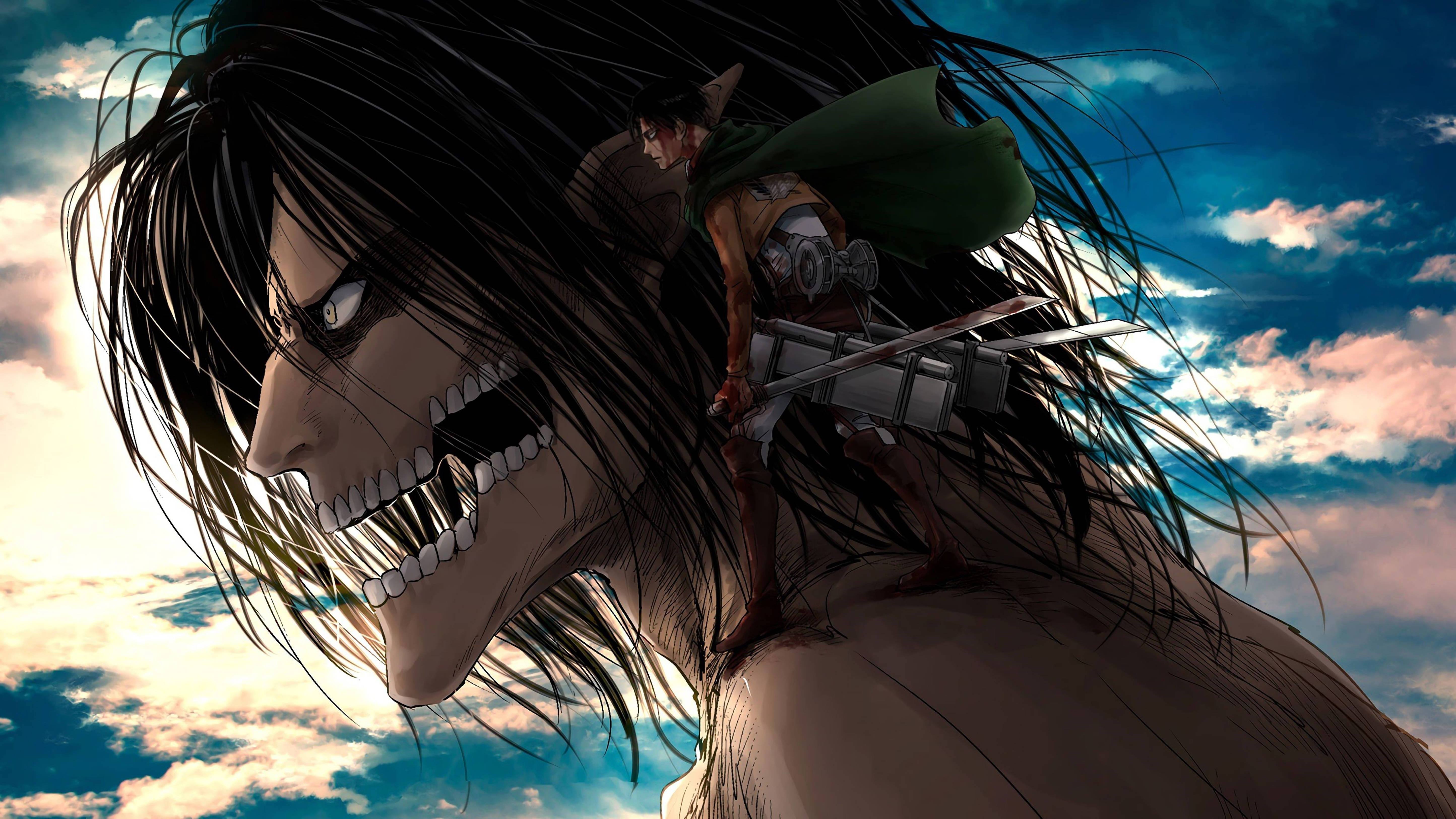 Attack on Titan 4K Eren Yeager titaanilla Taustakuvat