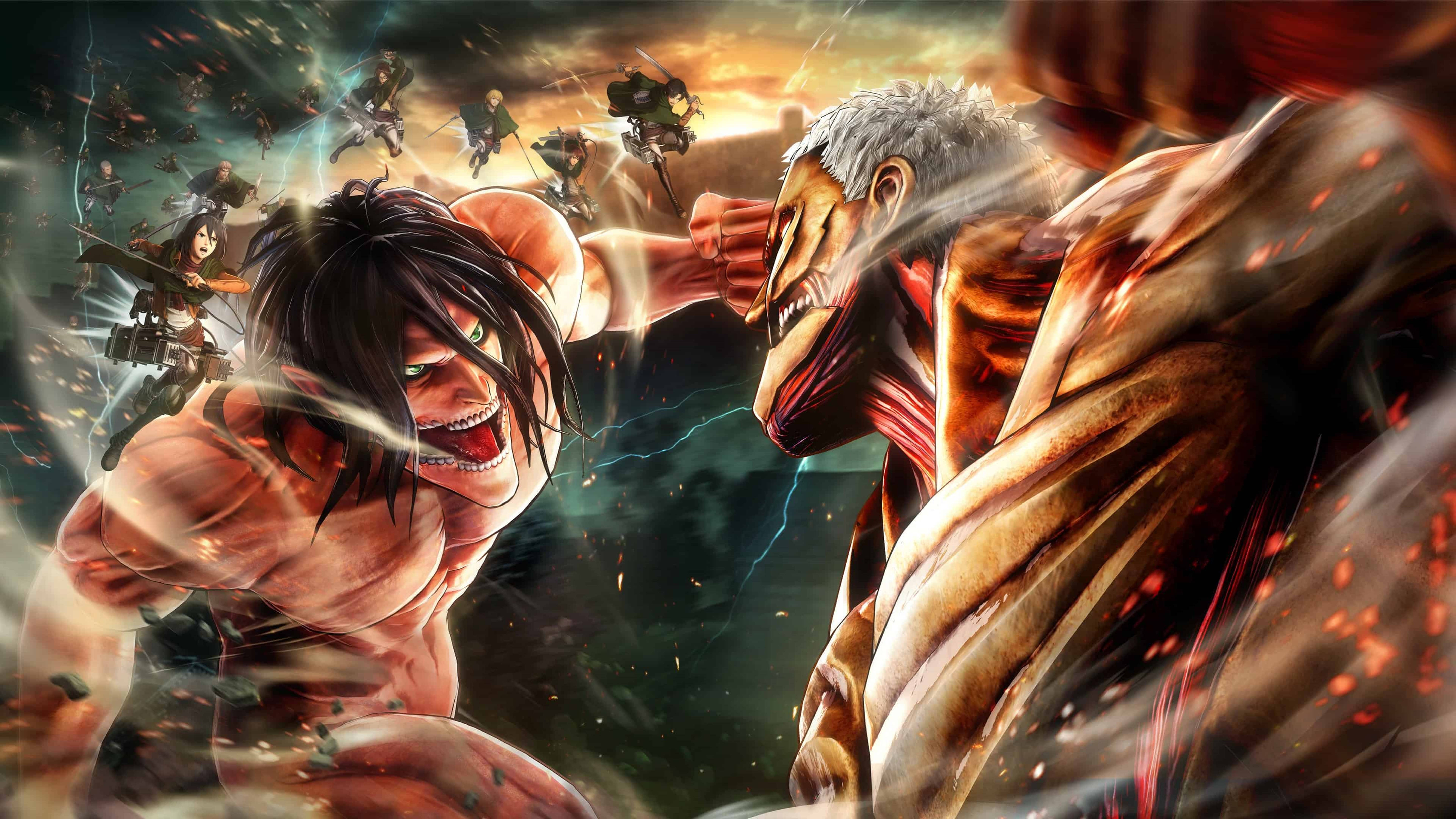 Attack On Titan 4K Titaanien Taistelu Taustakuvat