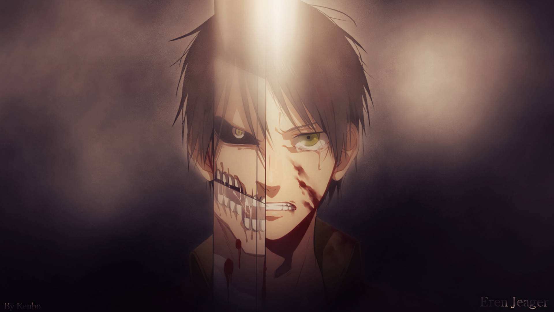 Attack on Titan - Titan Eren verta vuotavalla kasvoilla Taustakuvat