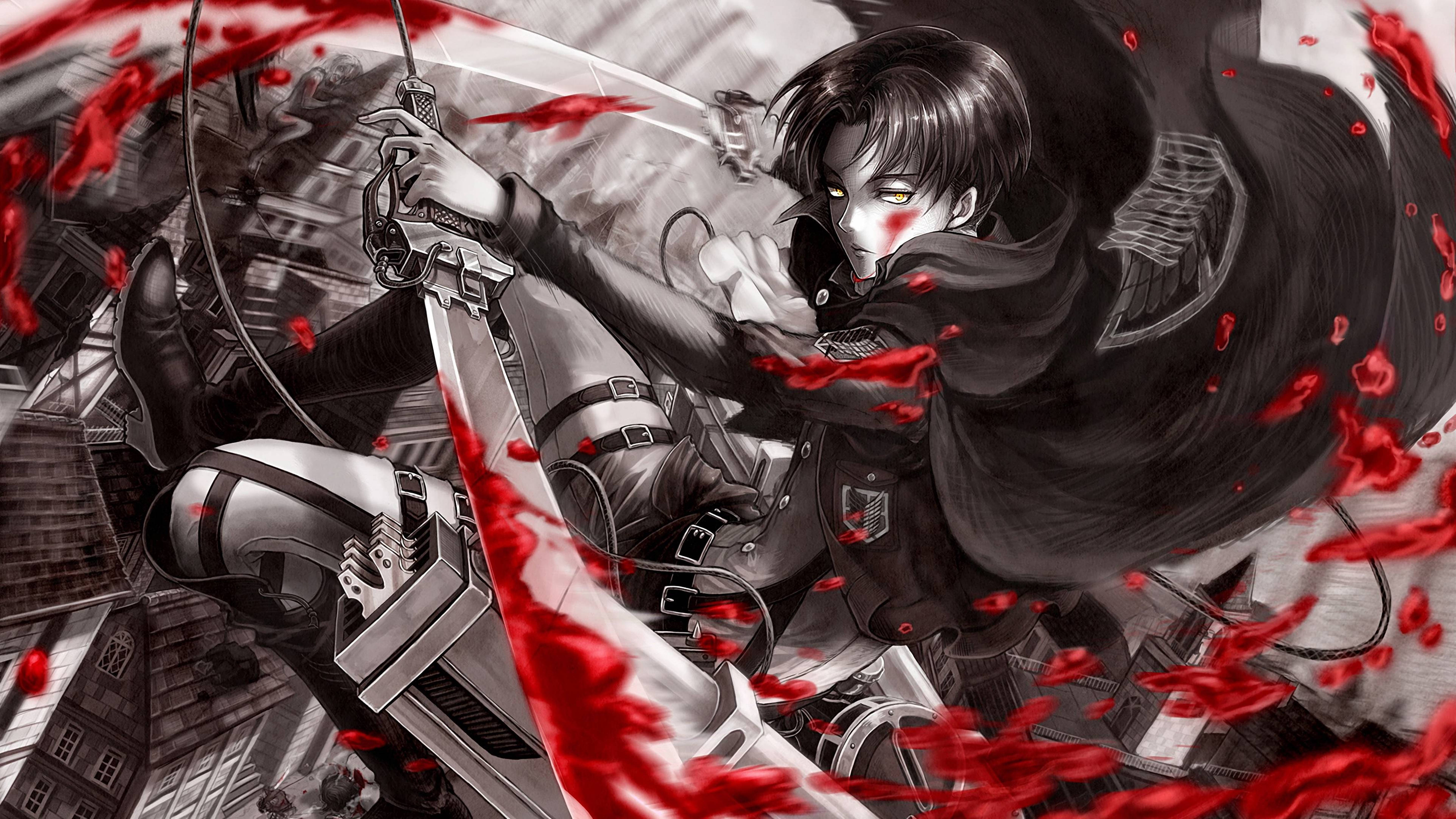 Attack on Titans 4K Eren Yeager Verinen Miekka Taustakuvat