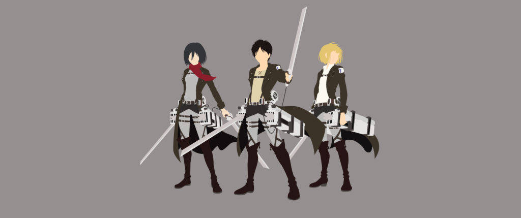 Attack on Titans Kolmikko Minimalistinen Anime Taustakuvat