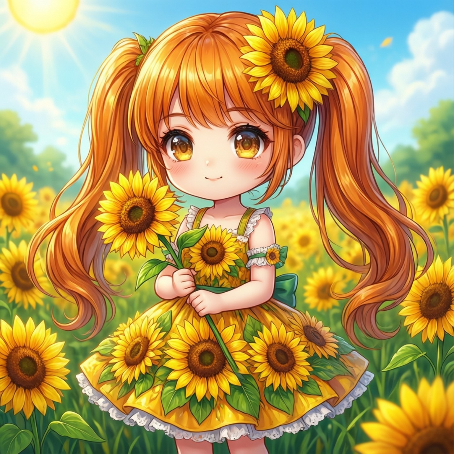 Auringonkukka Chibi Taustakuvat