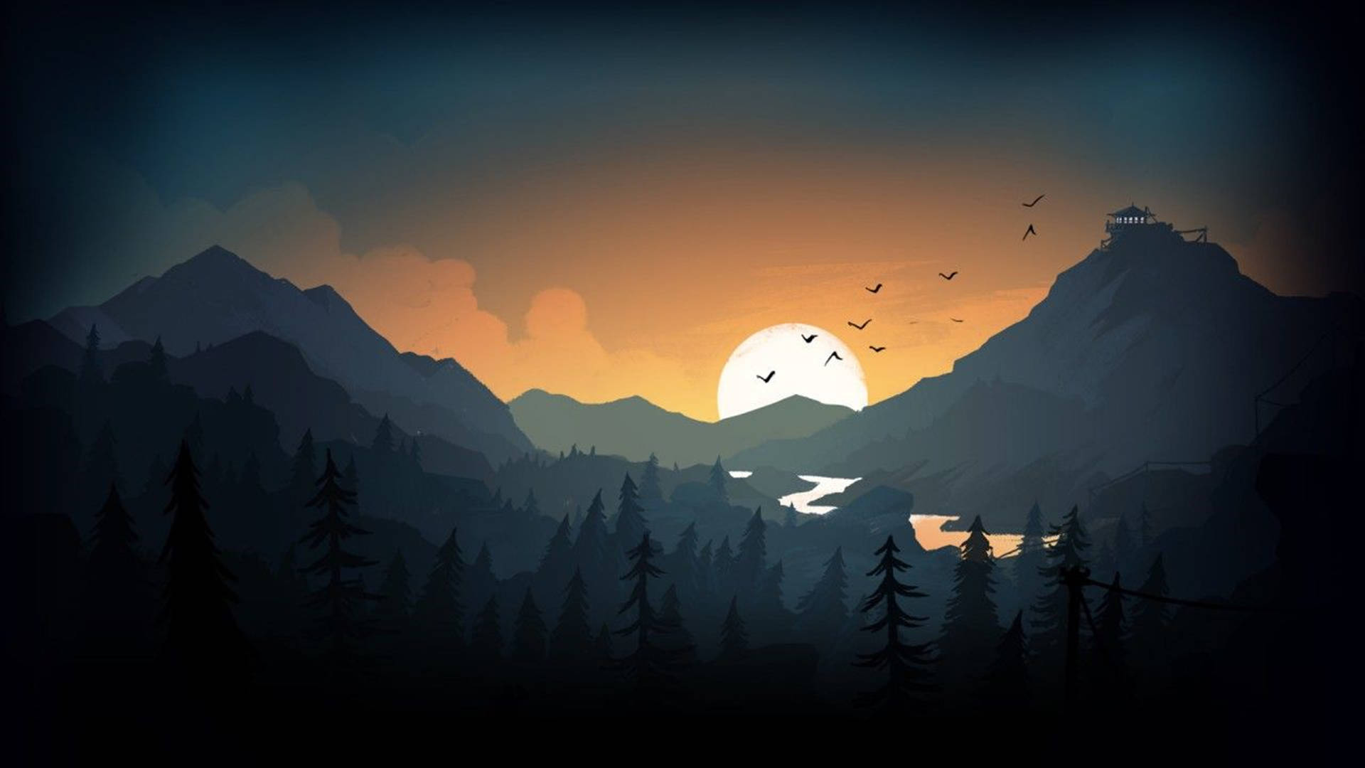 Auringonlasku vuorten välissä puhdas 4K Taustakuvat