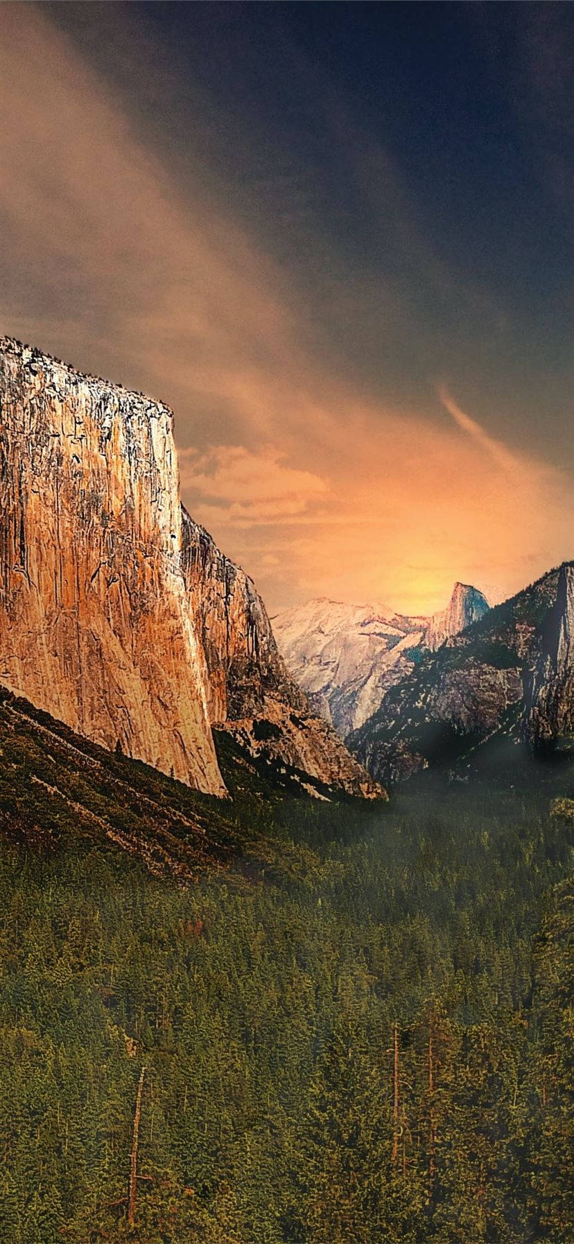 Auringonlasku Yosemiten iPhone Taustakuvat