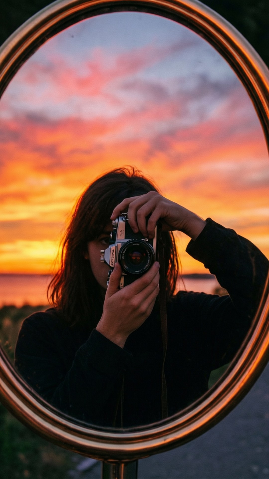 Auringonlaskun peiliselfie Taustakuvat