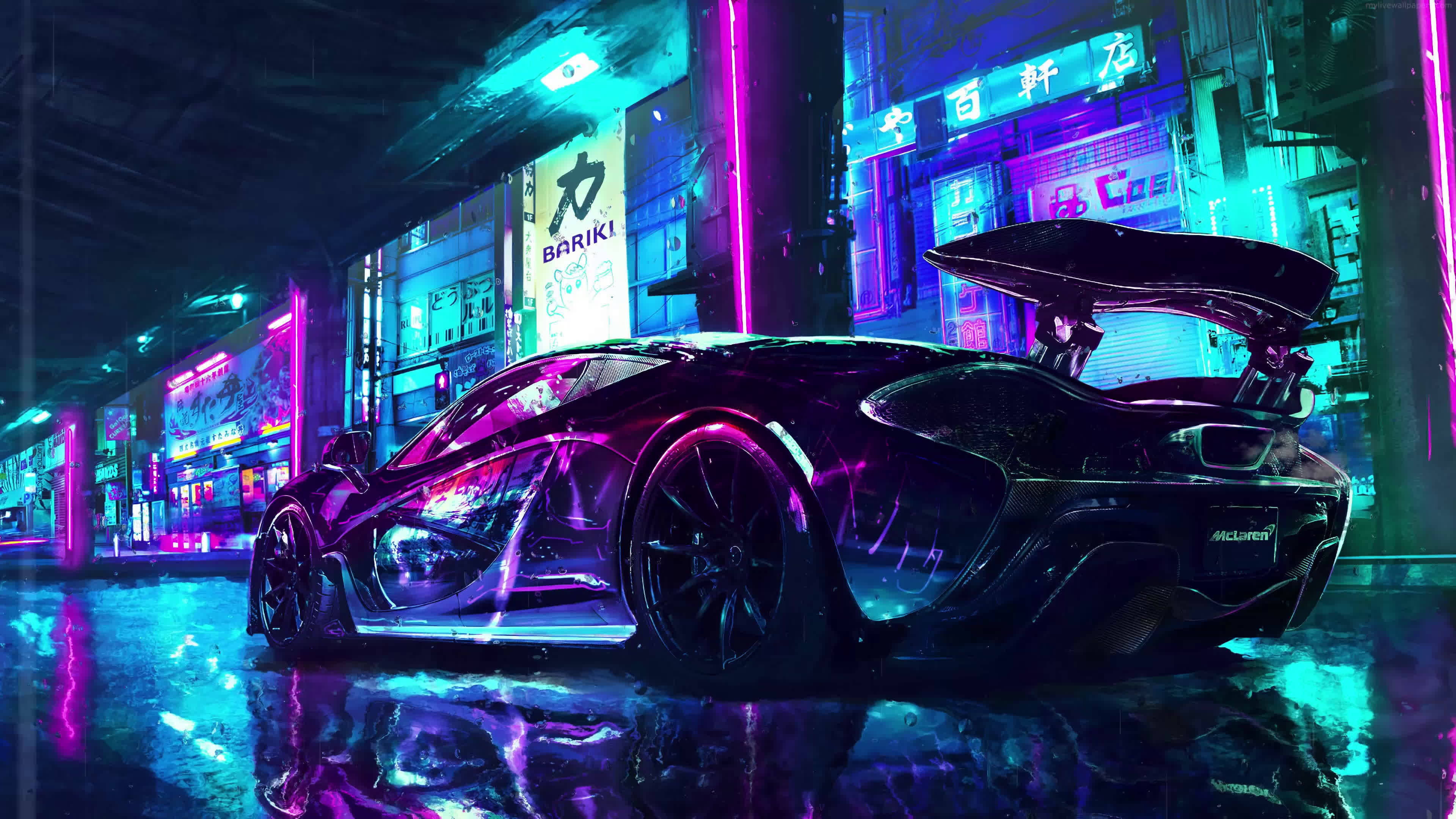 Auto 4K Mclaren Retro Wave Taustakuvat