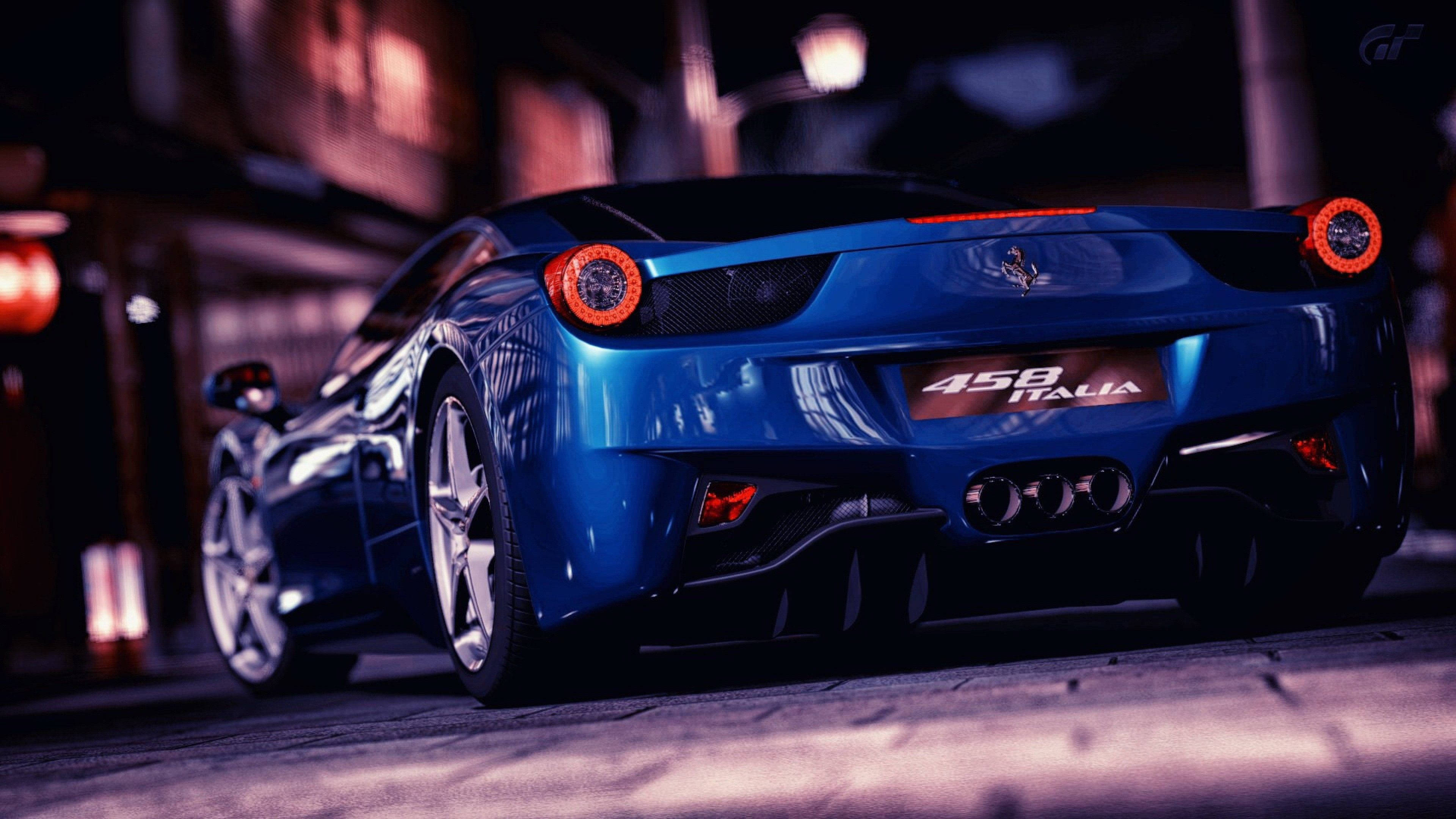 Auto 4K Sininen 458 Italia Ferrari Taustakuvat