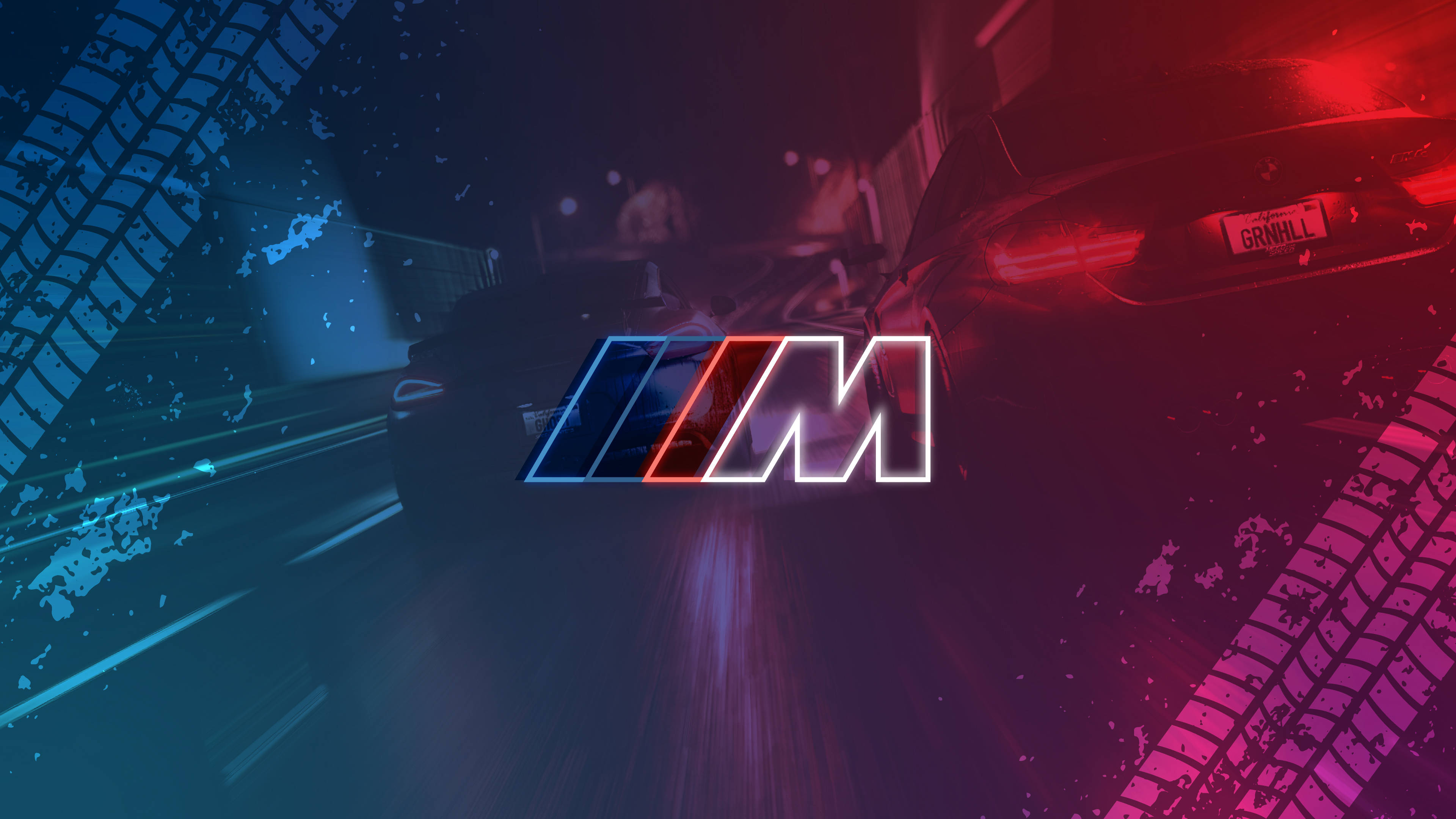 Autojen renkaanjäljet BMW M -logo Taustakuvat