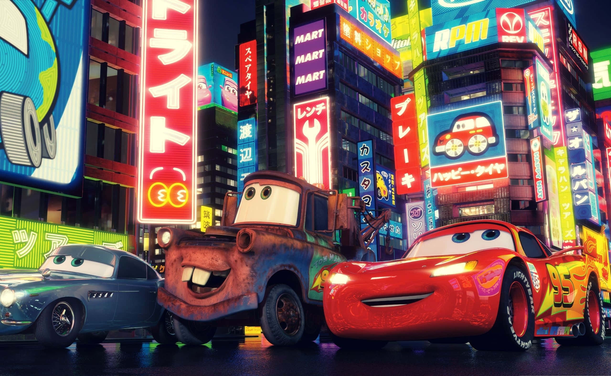 autot kaupungissa neonvalojen kanssa Taustakuvat