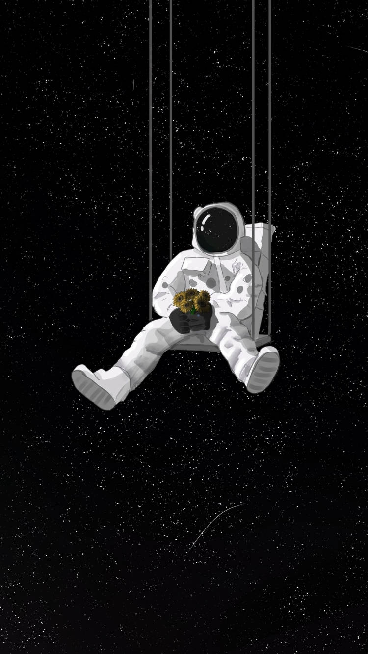 Avaruuden tutkimusmatkailija - Astronautti tummassa iPhonen taustakuvassa Taustakuvat