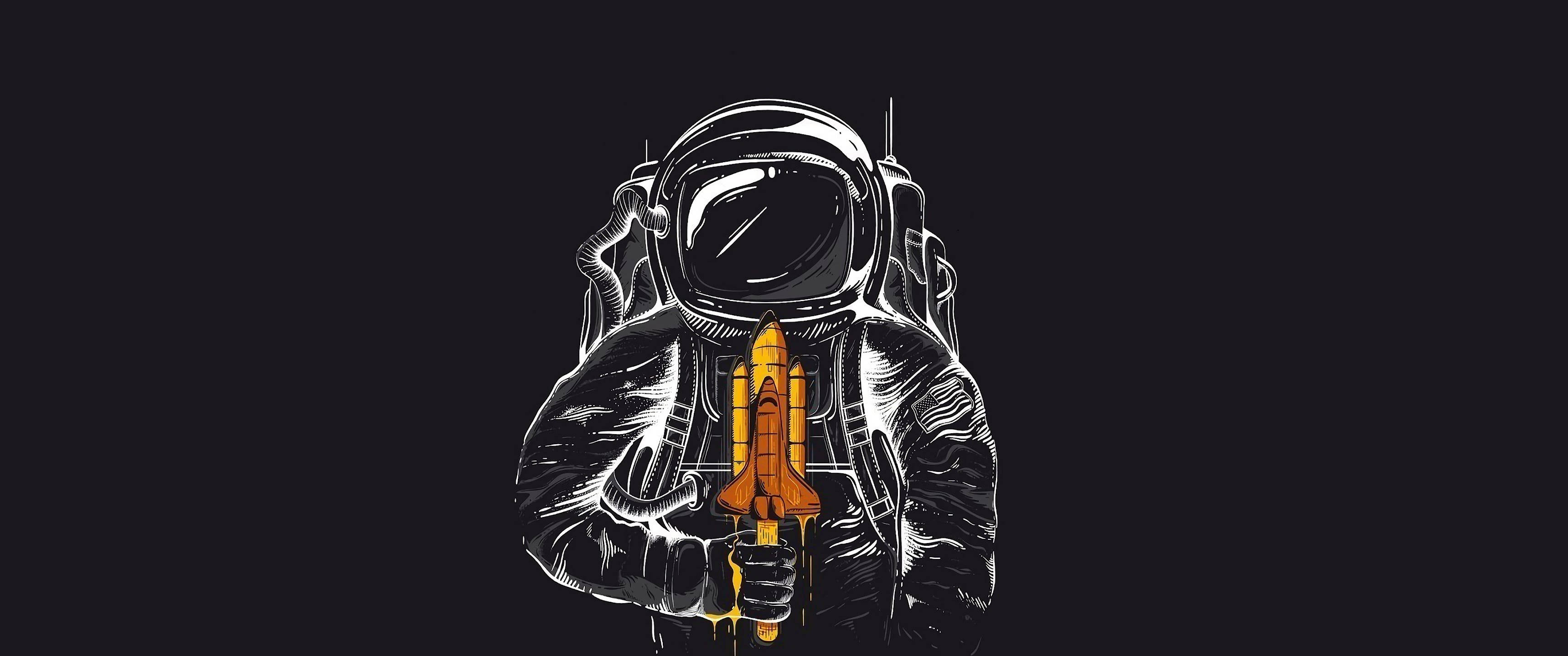 Avaruustunnelmia astronautti ja avaruussukkula Taustakuvat