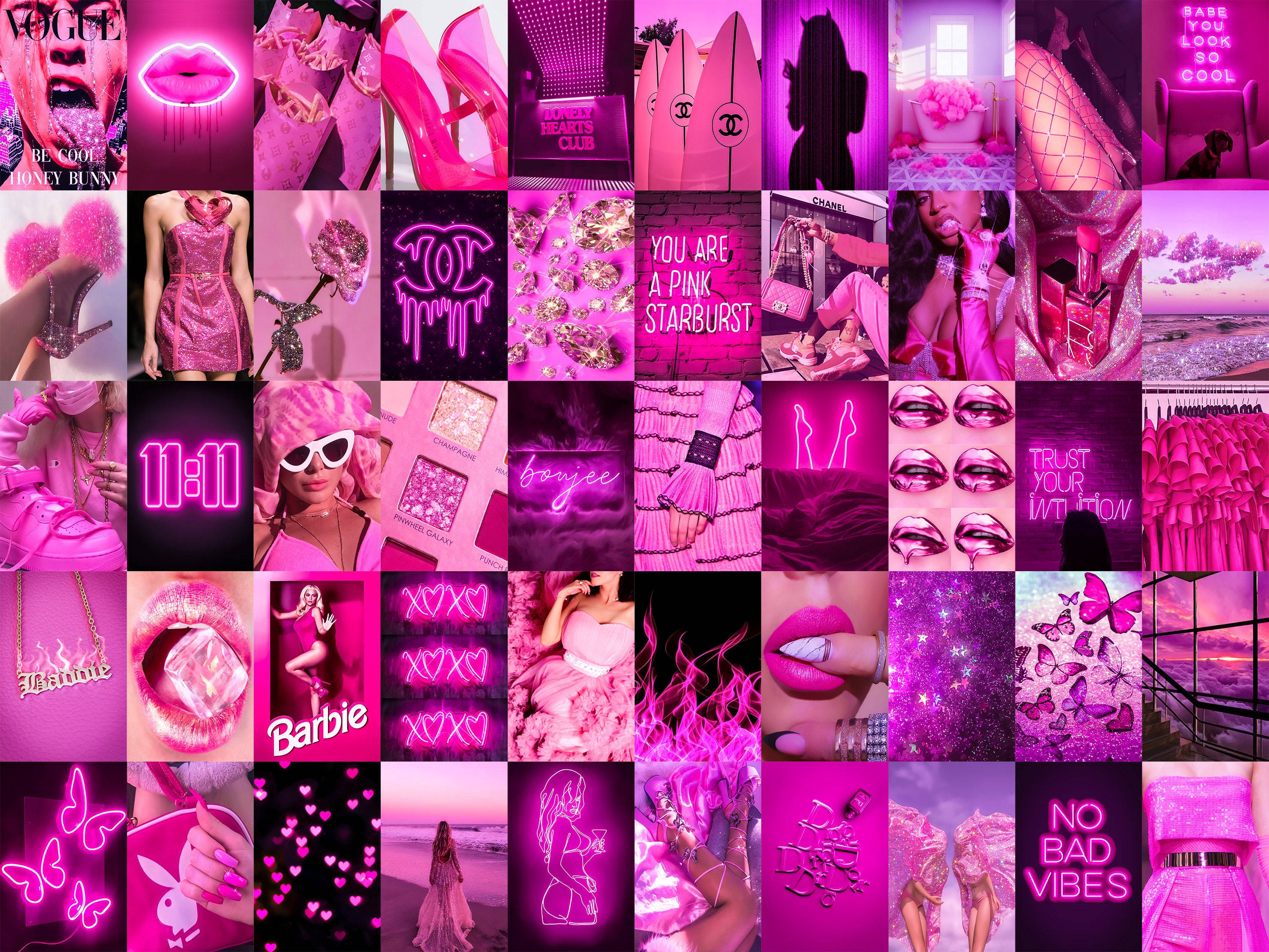 Baddie Neon Pink -kollaasi Taustakuvat
