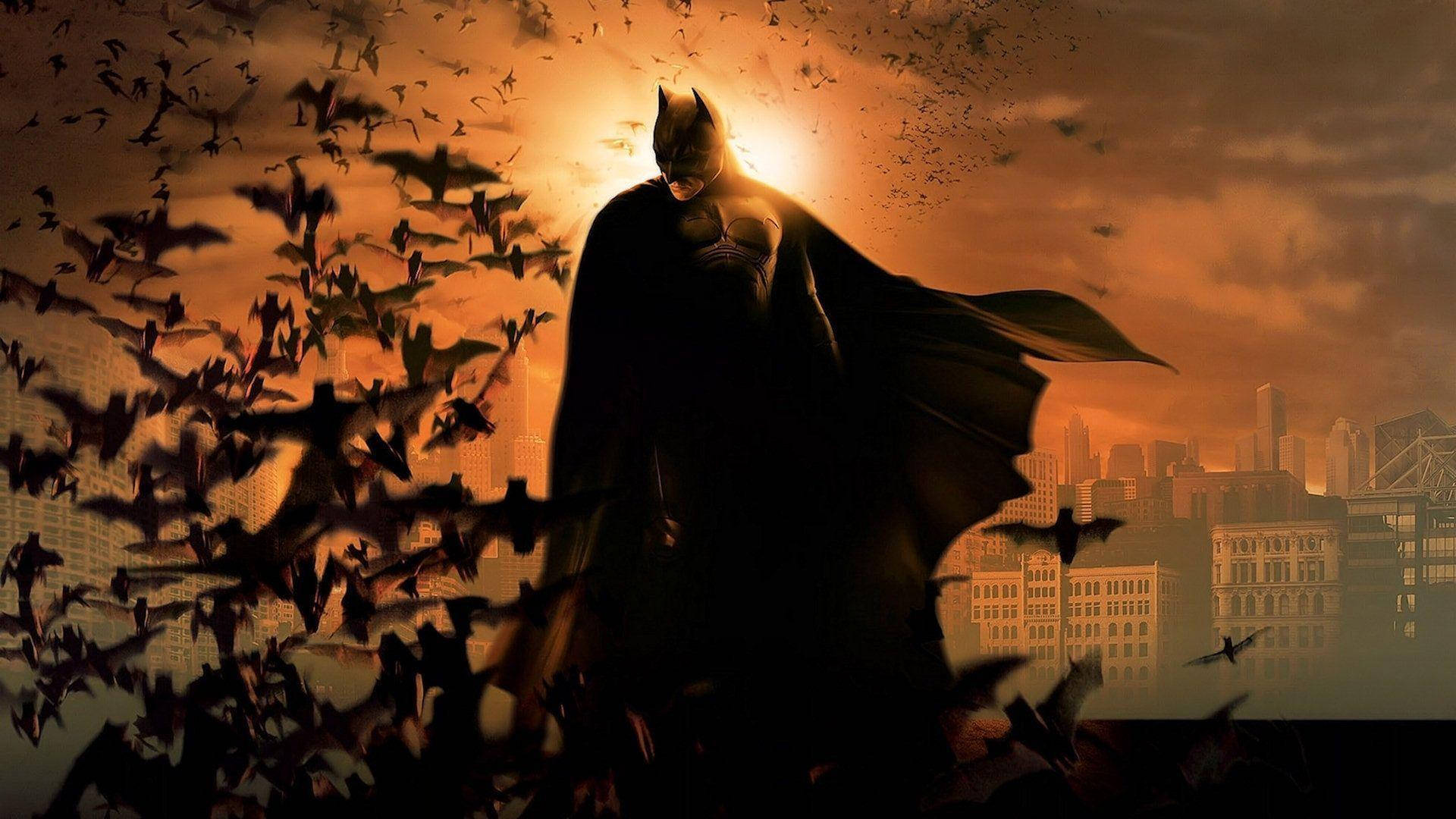 Batman ja lepakot seepia-taustakuva