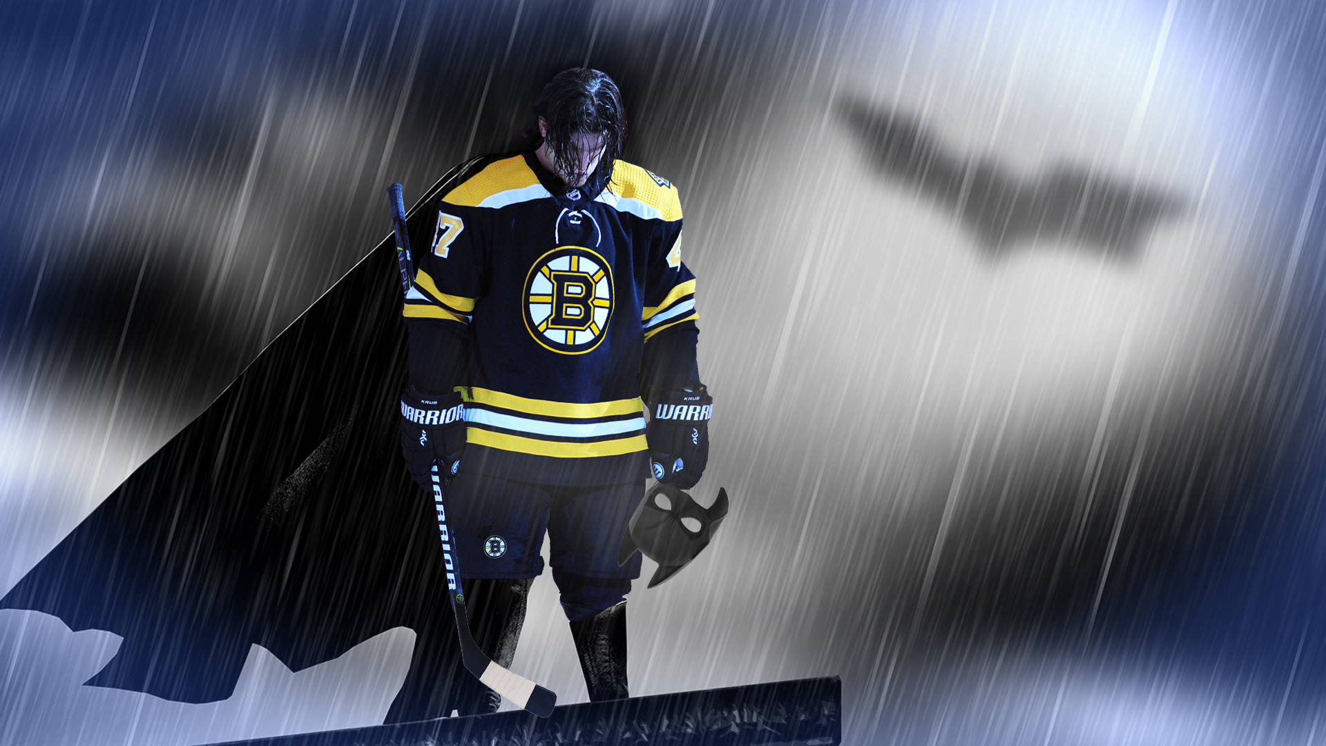 Batman pukeutuneena Torey Krugin Boston Bruins -asuun Taustakuvat