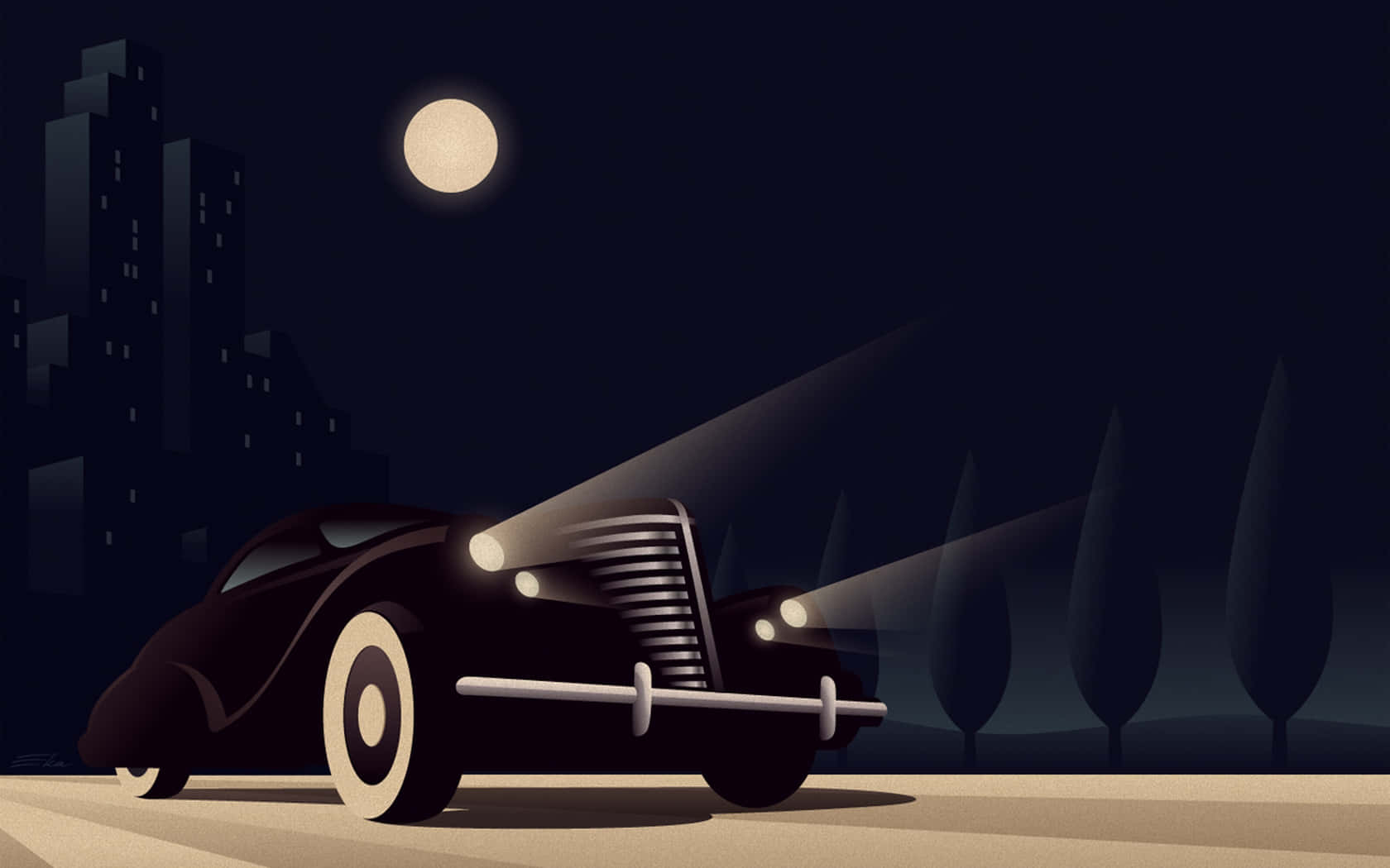 Batman The Animated Series klassinen auto yöllä Taustakuvat
