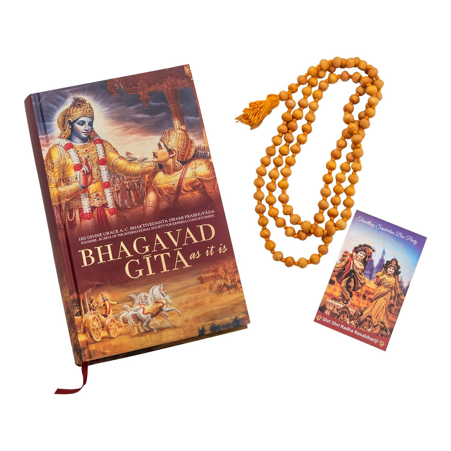 Bhagavad Gita ja keltaiset japa-mala-helmet Taustakuvat