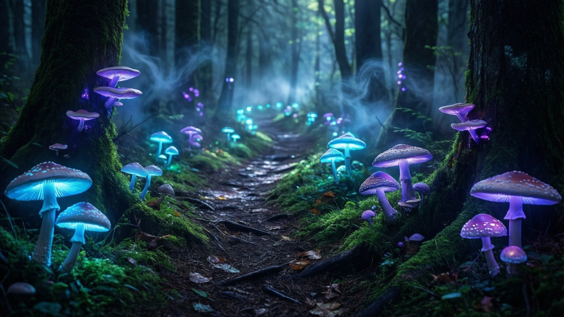 Bioluminesoiva metsäpolku Taustakuvat