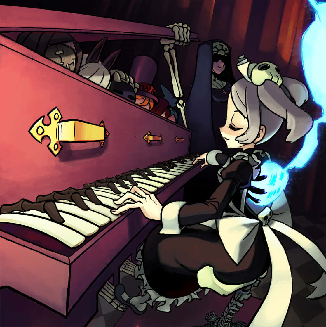 Bloody Marie soittaa pianoa Skullgirlsissä Taustakuvat