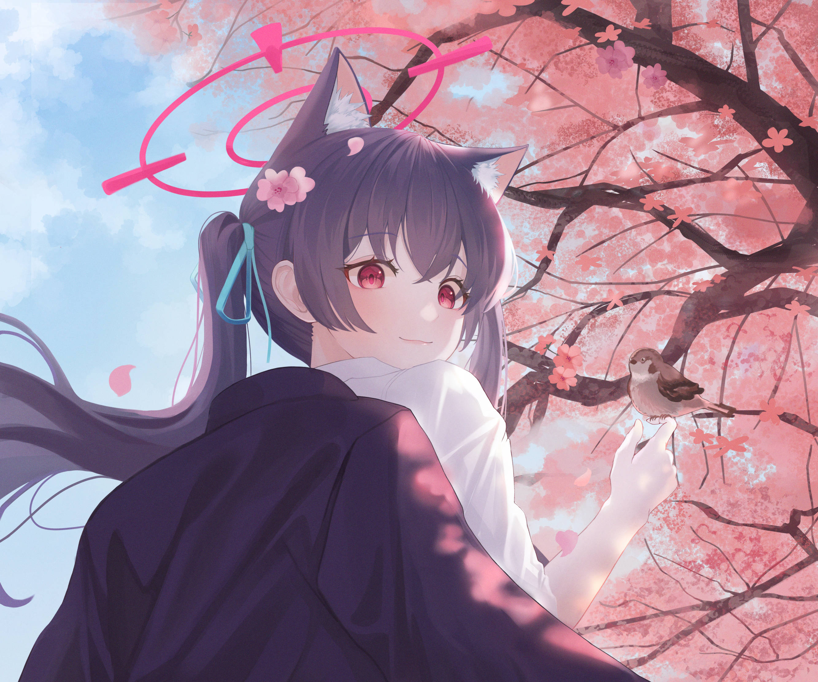 Blue Archive Kuromi Serika Kirsikankukka Taustakuvat