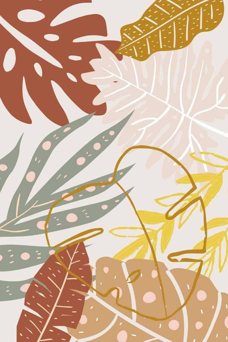 Boho-estetiikkaa neutraaleissa sävyissä olevia lehtiä Taustakuvat